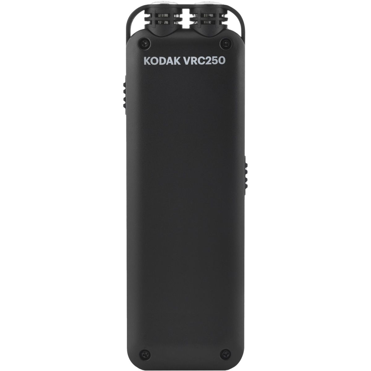 Un registratore vocale KODAK VRC250 nero, il retro, che mostra la superficie e il marchio.