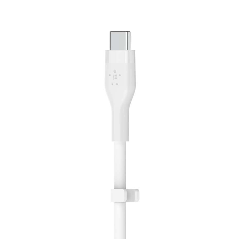 Cavo bianco con connettore USB-C. Utilizzato per la ricarica e il trasferimento dati.