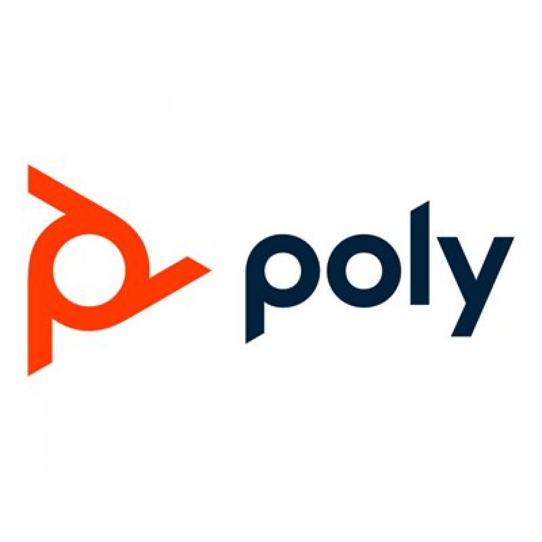 Il logo Poly, con un elemento stilizzato arancione e bianco e la parola 'poly' in blu scuro.