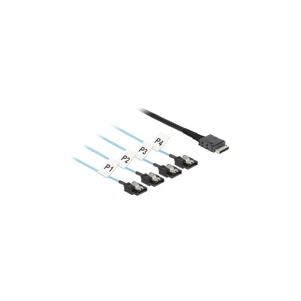 Cavo nero con quattro connettori blu e neri e un connettore nero.