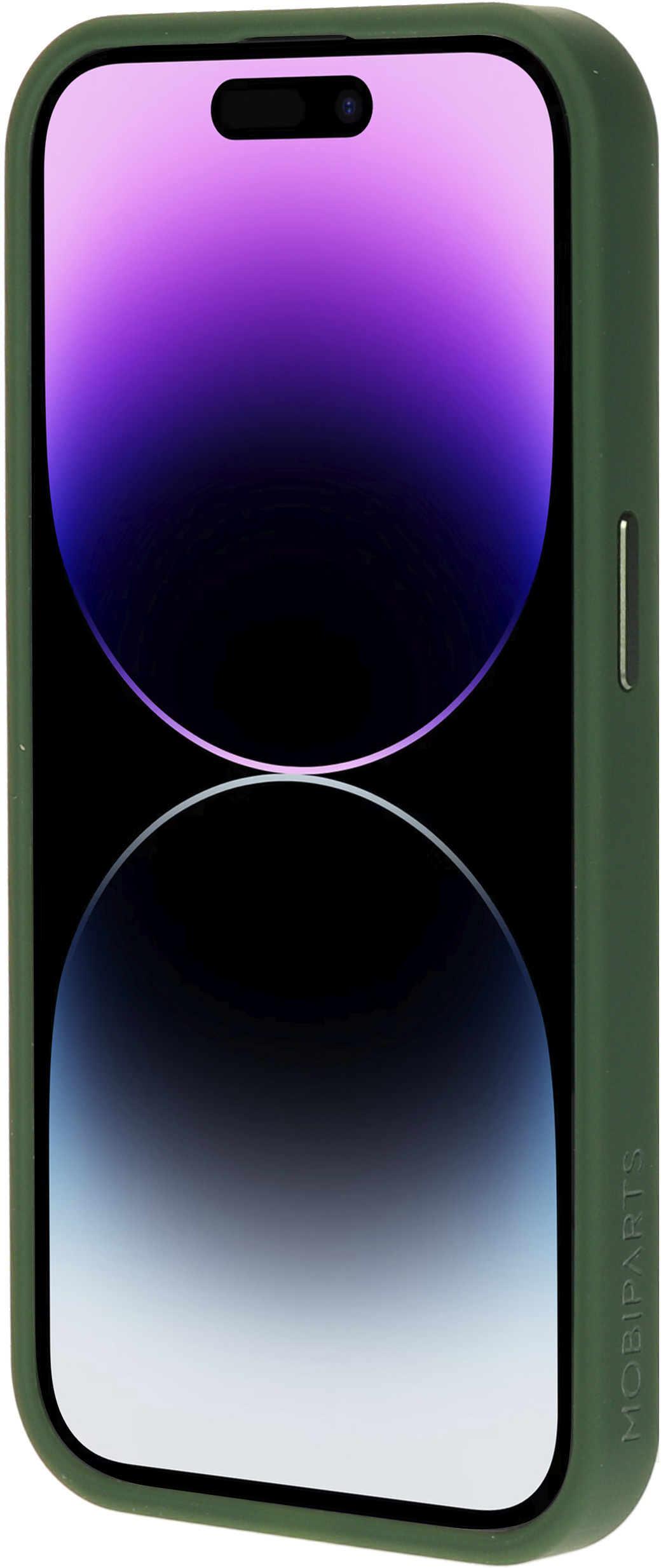 Groene telefoonhoes op een telefoon. Scherm toont kleurovergangen.