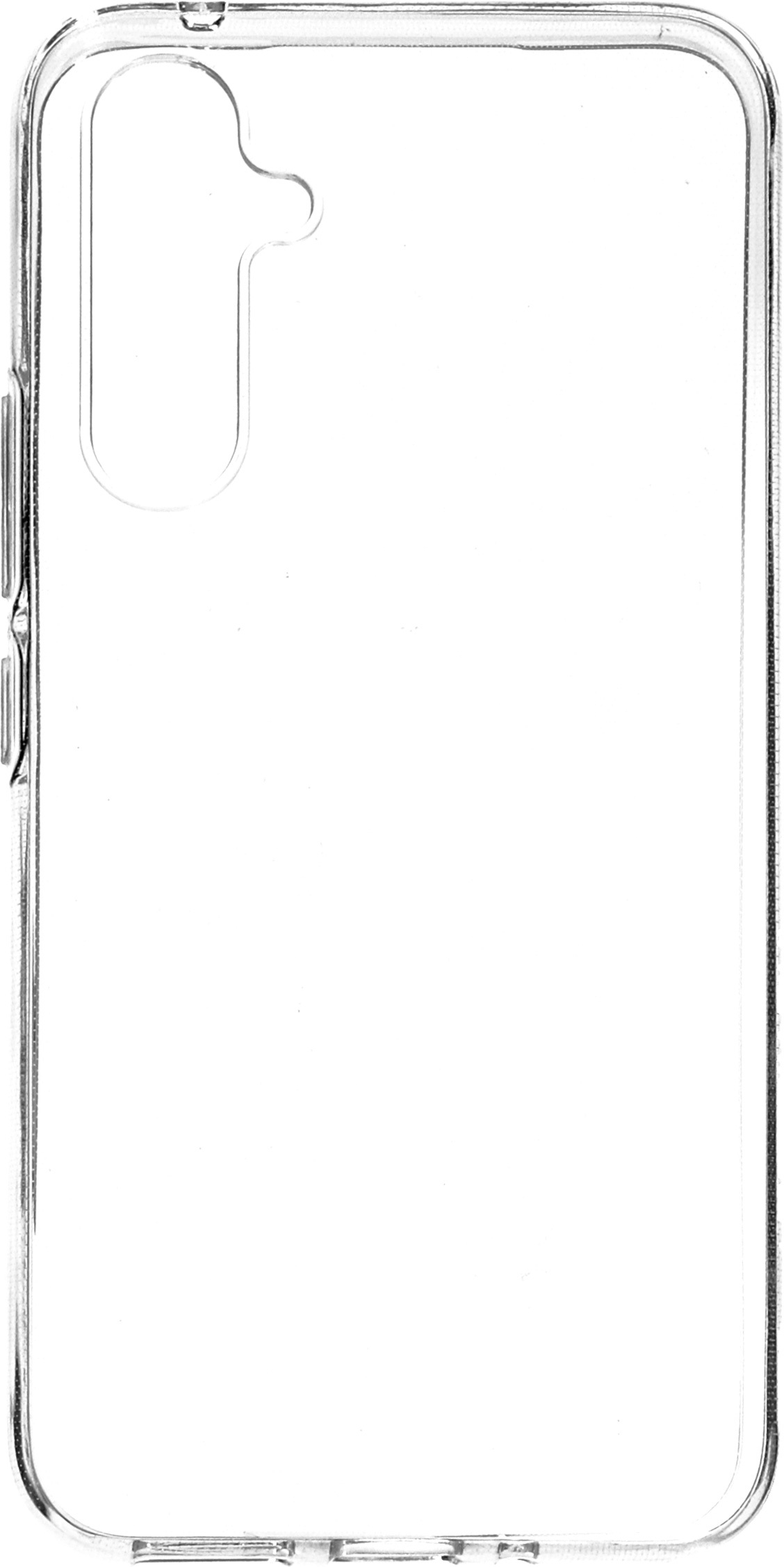 Een doorzichtige telefoonhoes, leeg en transparant.