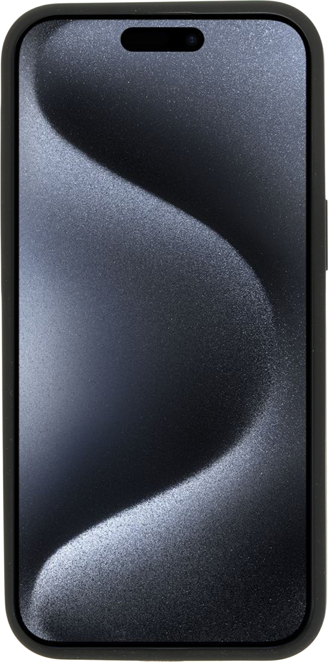 Telefoonhoesje met een telefoonscherm met een achtergrond. Witte achtergrond.