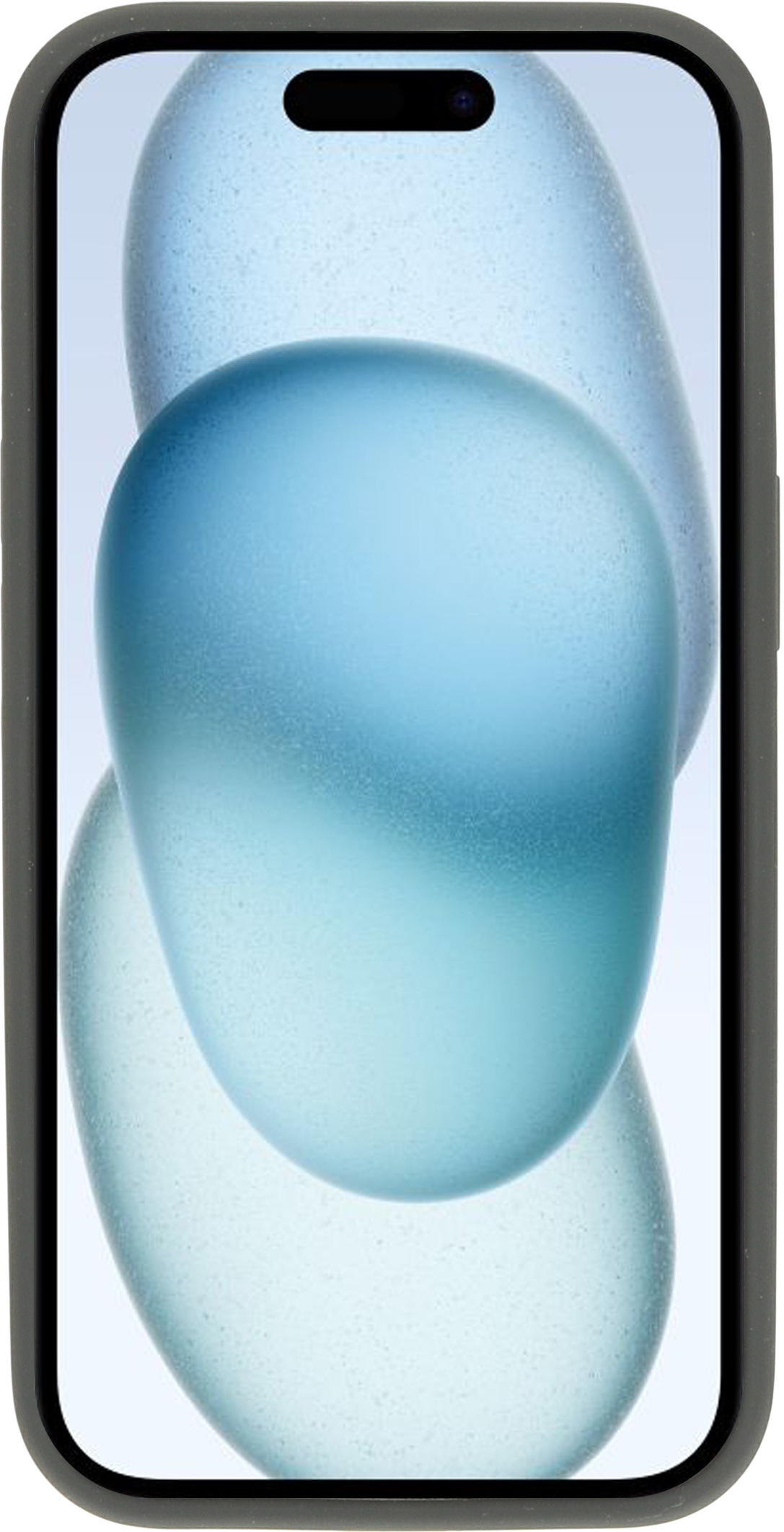 Telefoon met blauwe en blauwgroene abstracte vormen op het scherm.