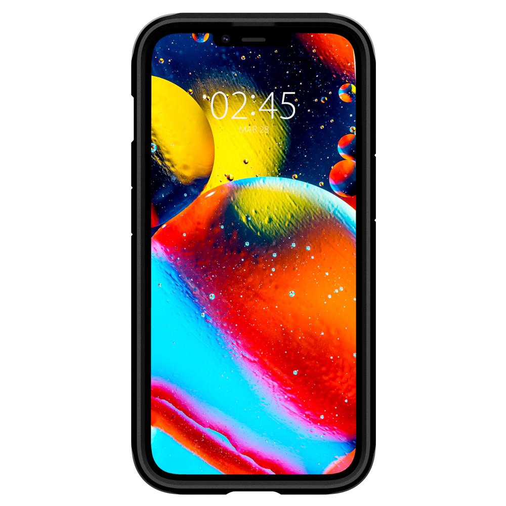 Smartphone con sfondo astratto colorato. Mostra ora e data.