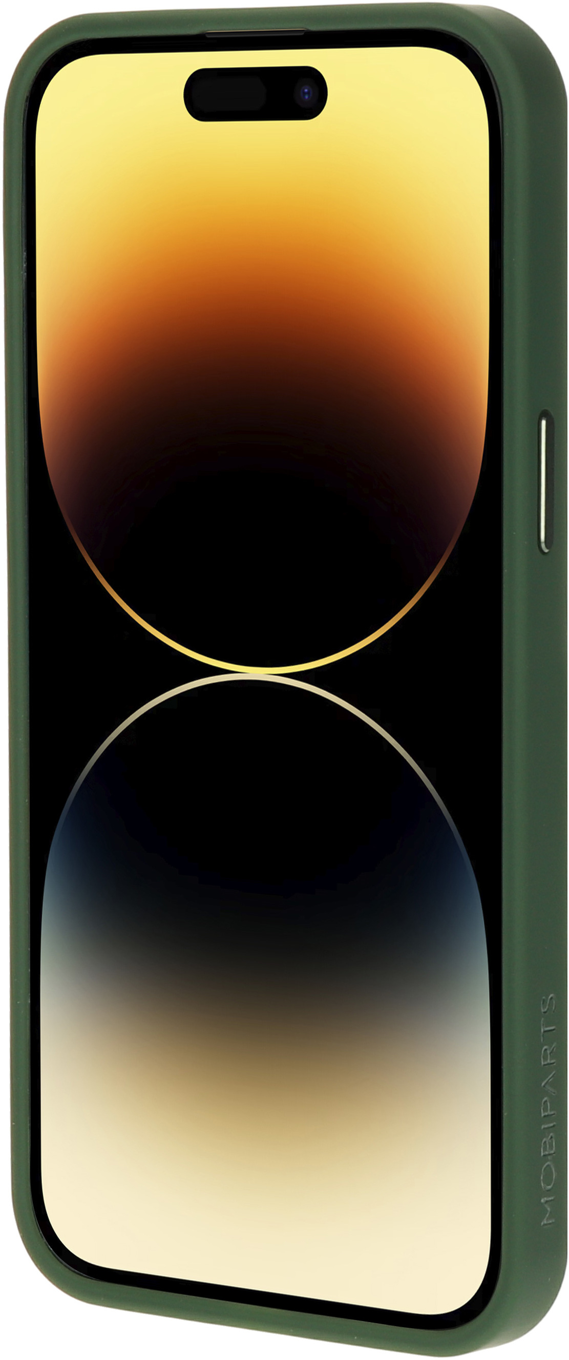 Groene telefoonhoes met telefoon. Scherm toont kleurverlopen.