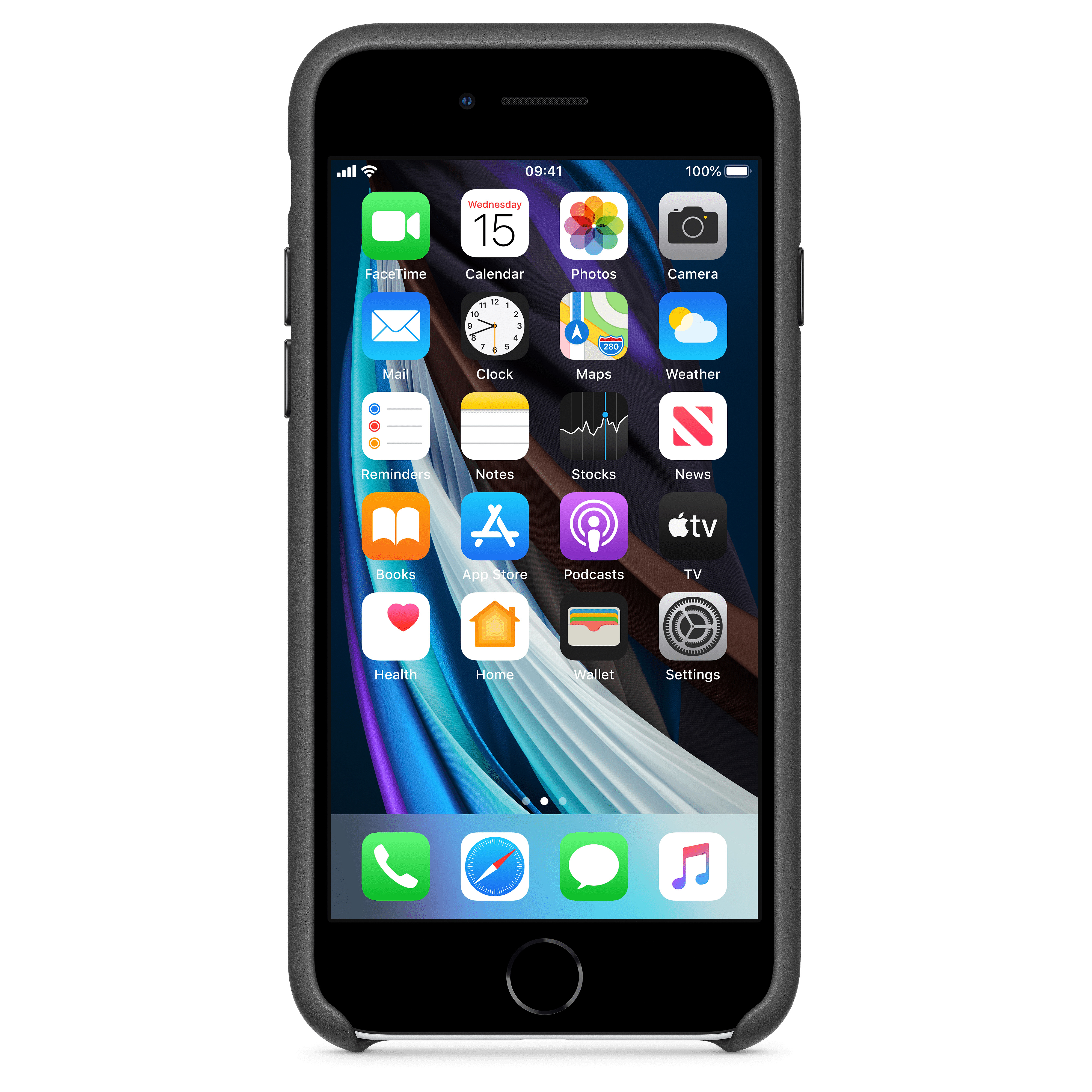 Black iPhone displaying app icons on the home screen.