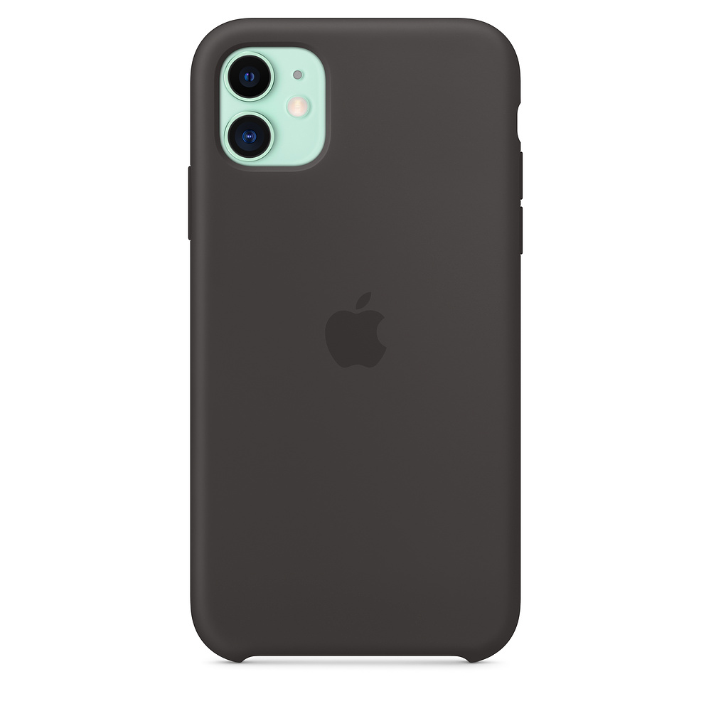 Dunkelgraues iPhone, Rückansicht. Das Apple-Logo ist zentriert. Die Kamera hat mintgrüne Linsen.