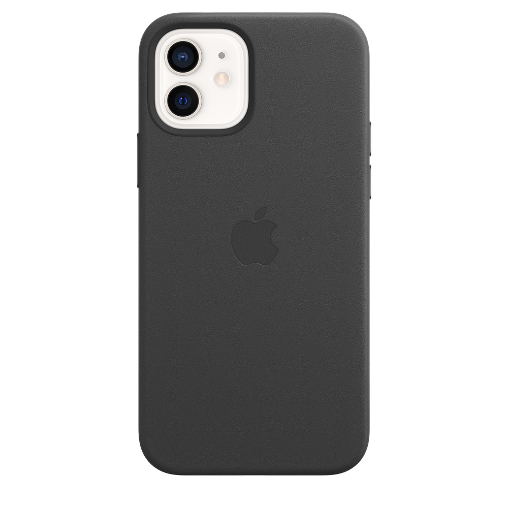 A black iPhone case with the Apple logo. The phone is placed on a white background.