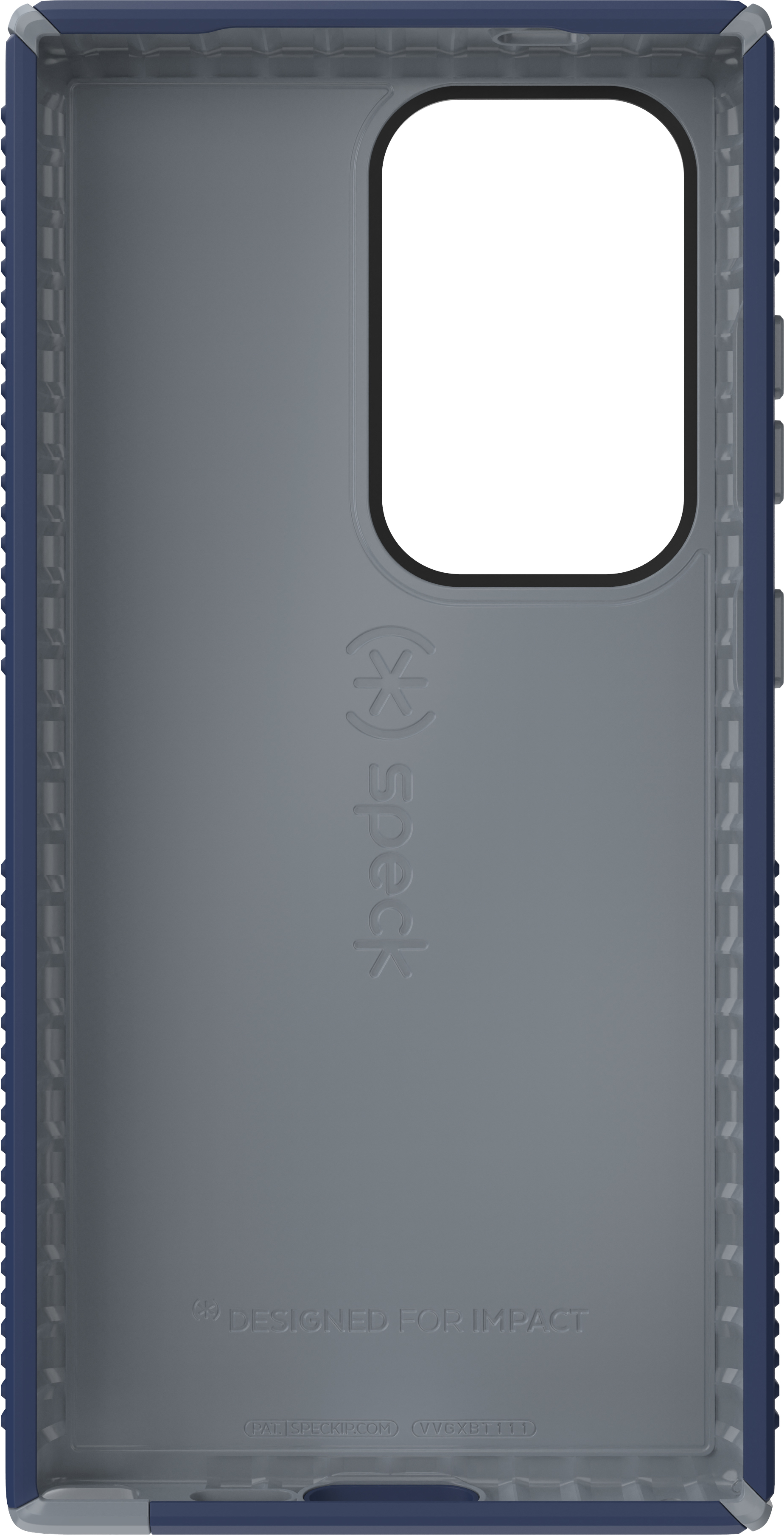 Phone case interior, blue and gray. Speck logo visible, with the case's interior.