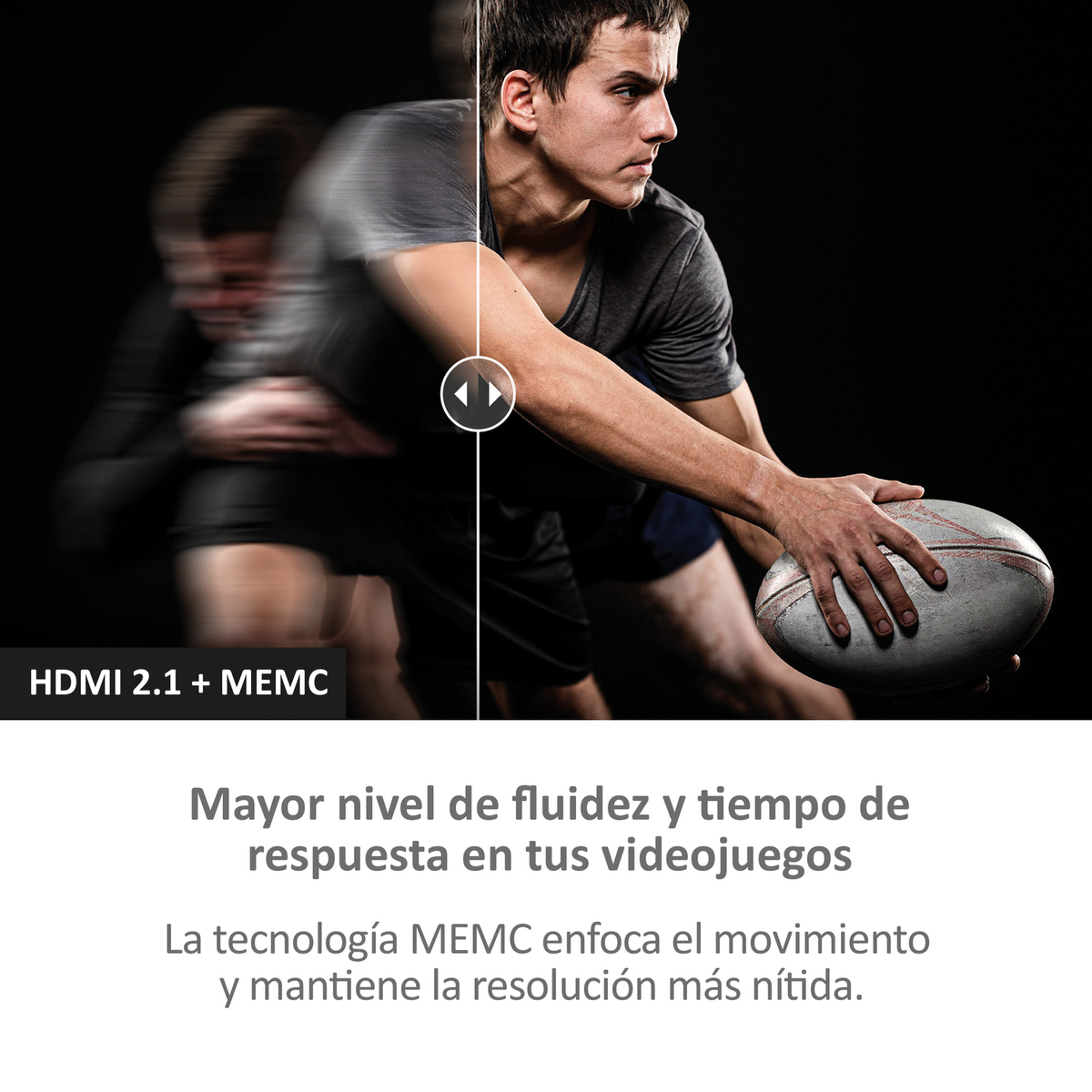 Imagen que muestra a un jugador de rugby y texto sobre el rendimiento de juego fluido.