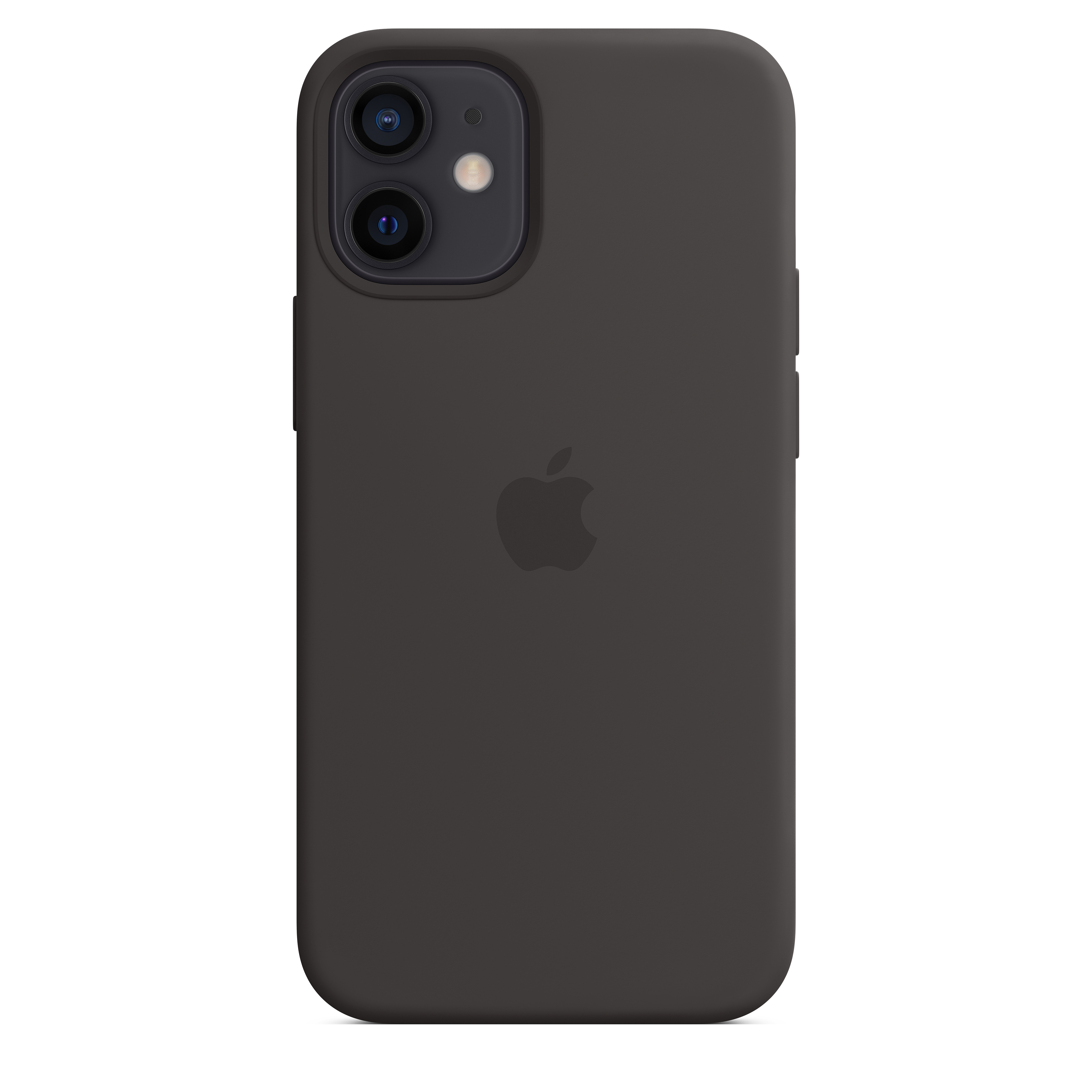 Czarne etui na iPhone z logo Apple. Etui zakrywa tył i obszar aparatu.