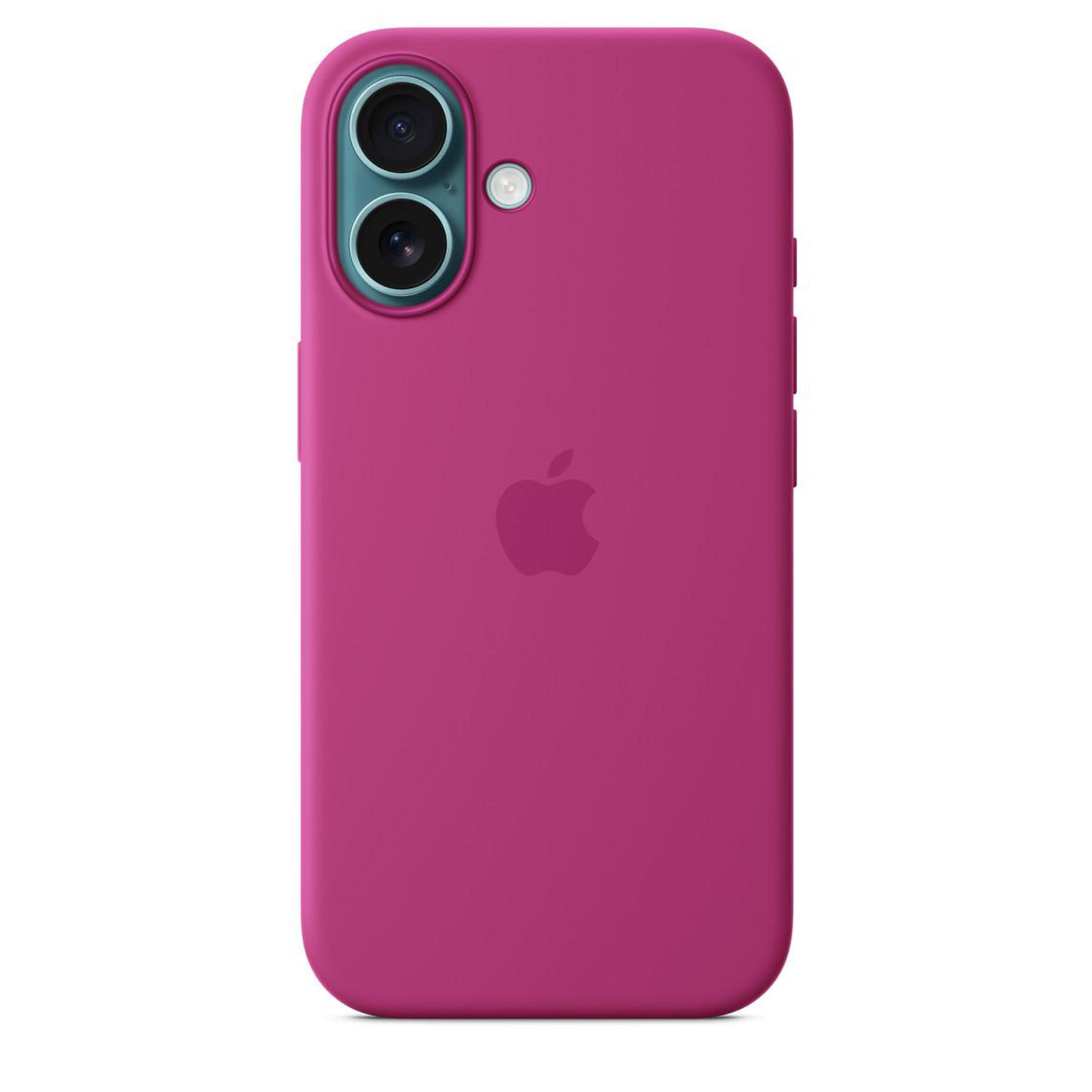 Pinke Handyhülle mit Apple-Logo und Kameraausschnitten, auf weißem Hintergrund.