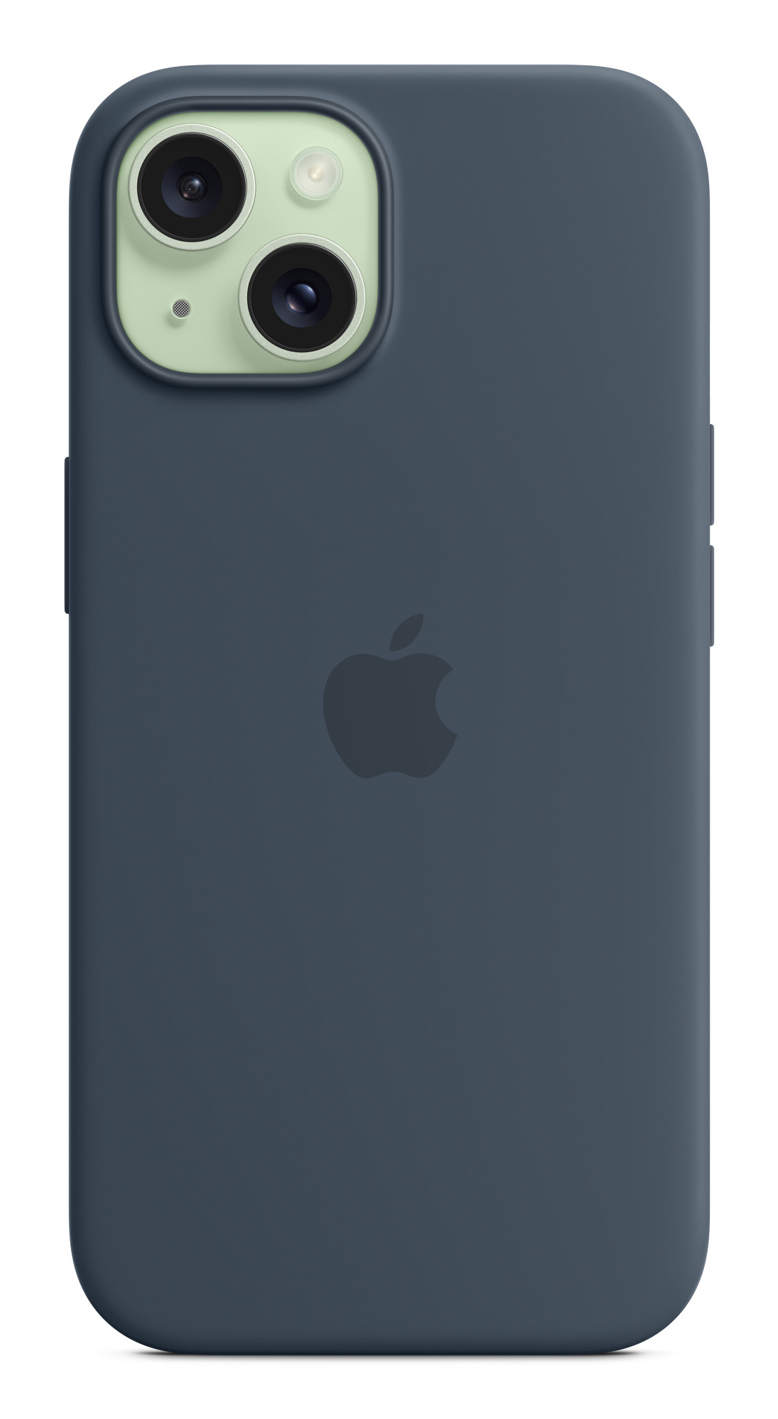 Dunkelblaue iPhone-Hülle mit Apple-Logo.