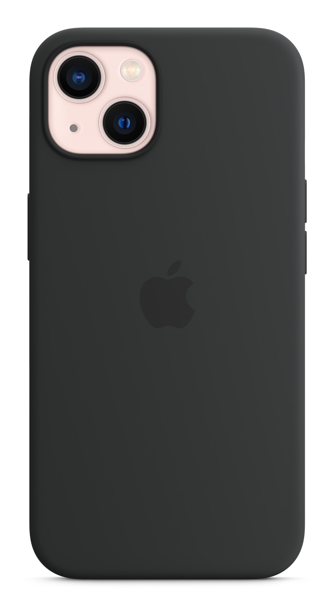 Custodia nera su un iPhone. Obiettivi neri e logo Apple visibili.