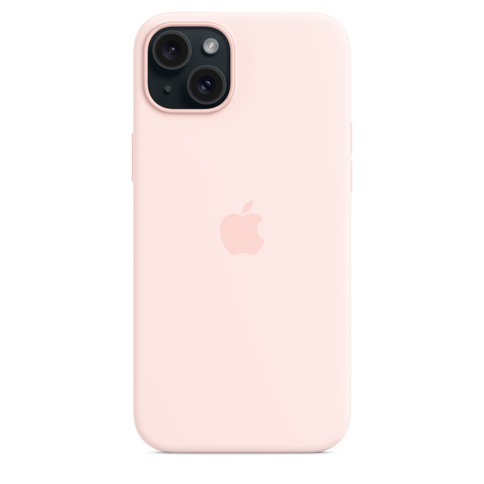 Rosa iPhone-Hülle mit Apple-Logo. Schwarze Kameras sind sichtbar.