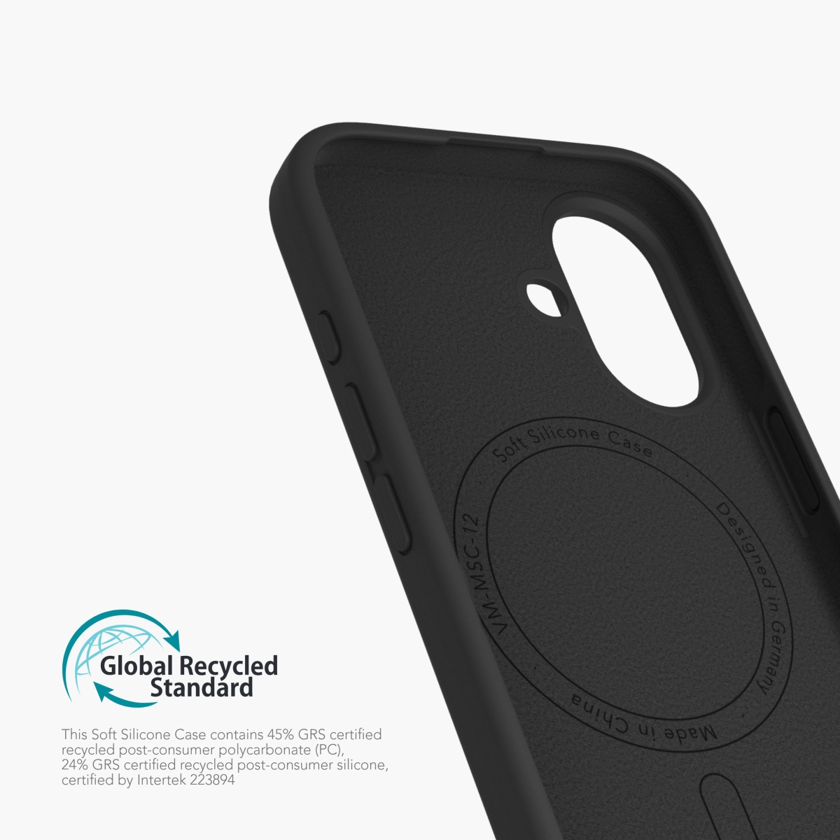 Une coque de téléphone avec du texte sur le recyclage.
