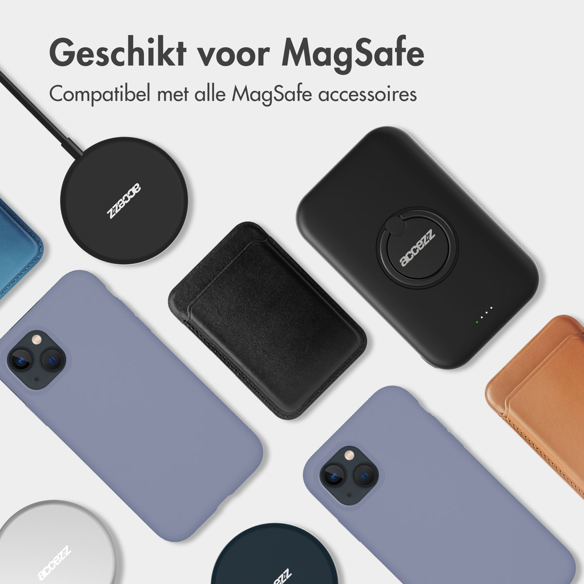 Verschiedenes Zubehör für Telefone, einschließlich Ladegeräte und Handyhüllen.
