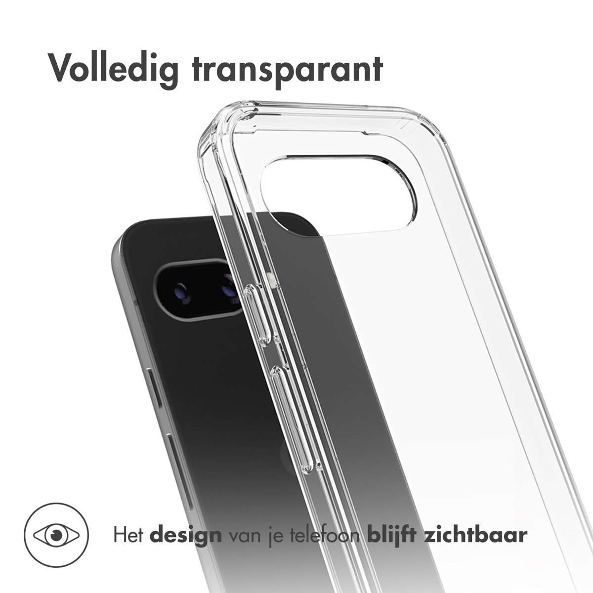 Custodia trasparente sul telefono. Il design del telefono è visibile. La custodia è trasparente.