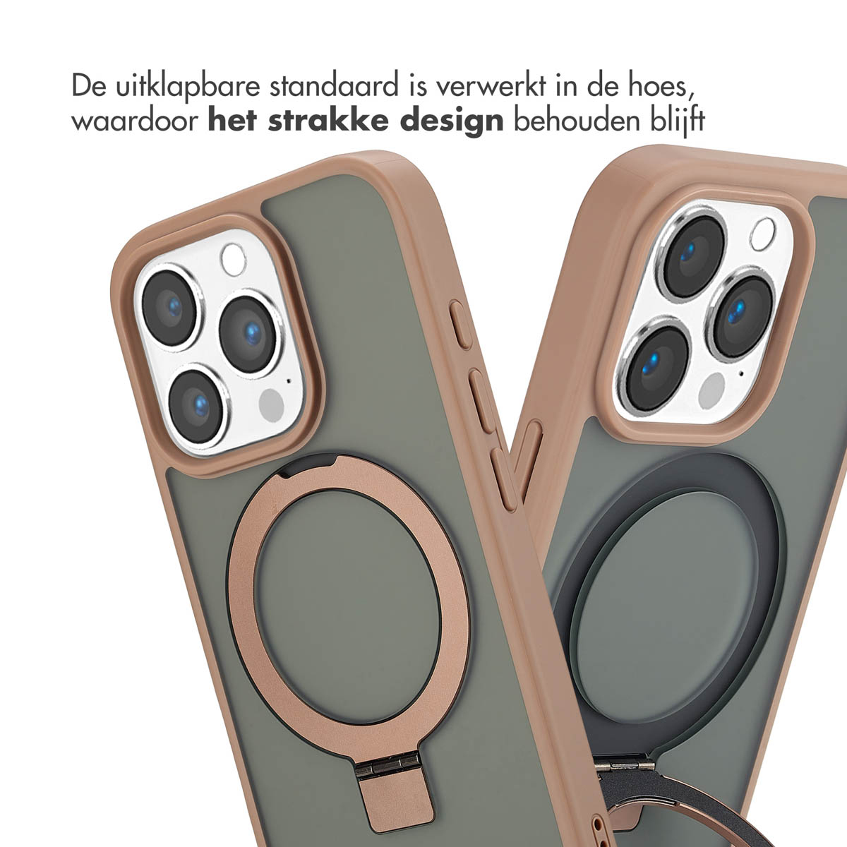 Coques de téléphone avec un support de bague. Le téléphone est dans une coque.