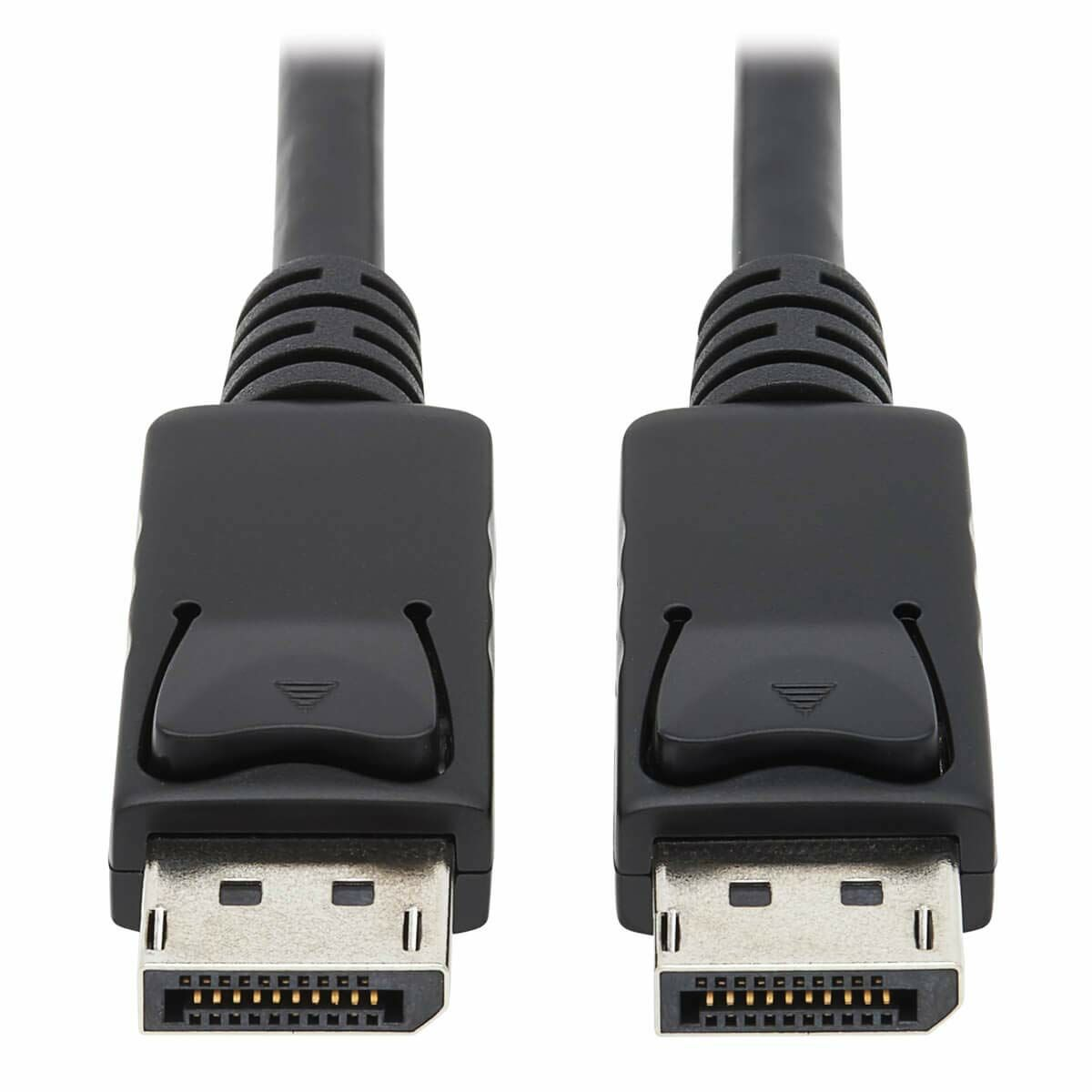 Due connettori DisplayPort neri su sfondo bianco.