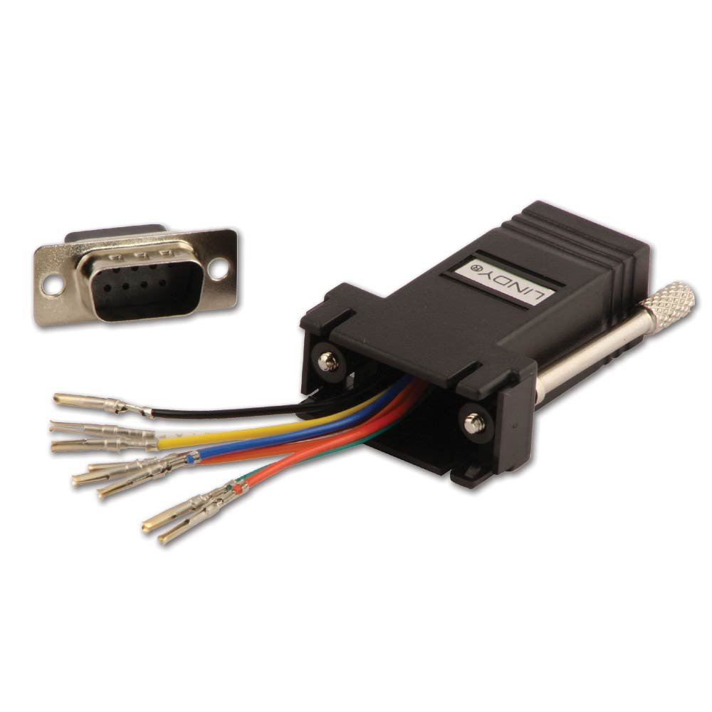 Connettore VGA con fili scoperti. Alloggiamento nero con etichetta LINDY.