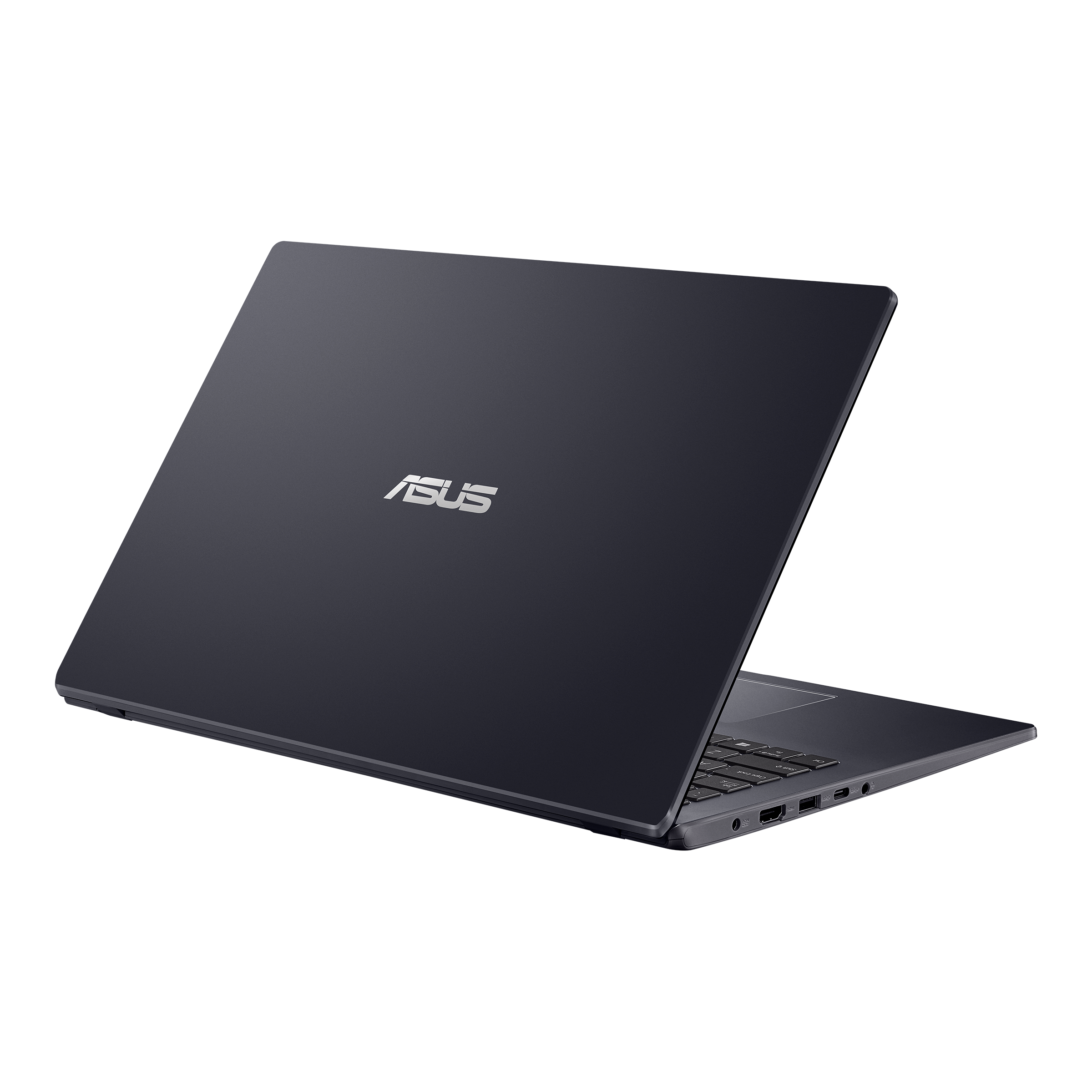 Un laptop nero con il logo ASUS in alto. Lo schermo è aperto, mostrando la tastiera.