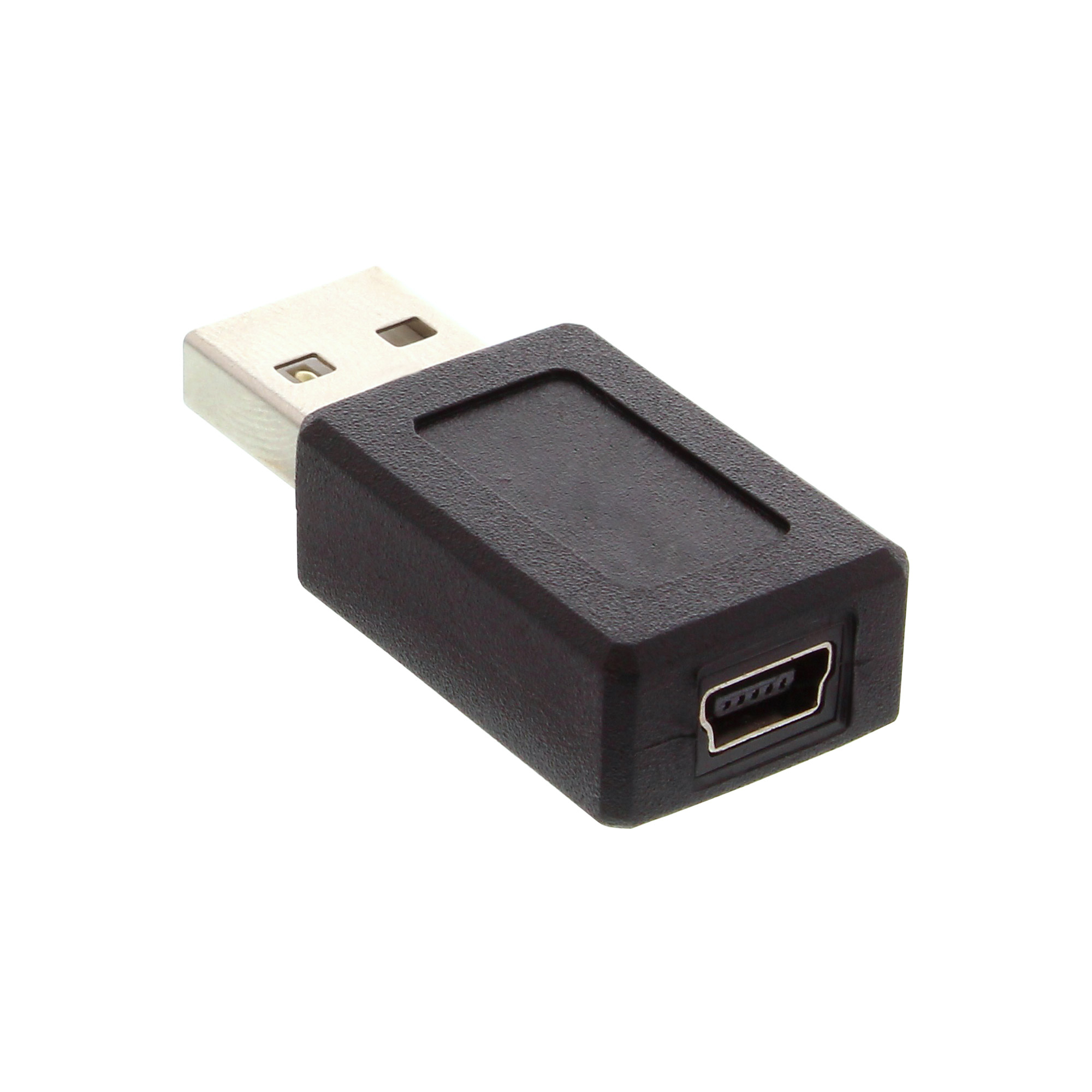 Ein schwarzer USB-zu-Mini-USB-Adapter.