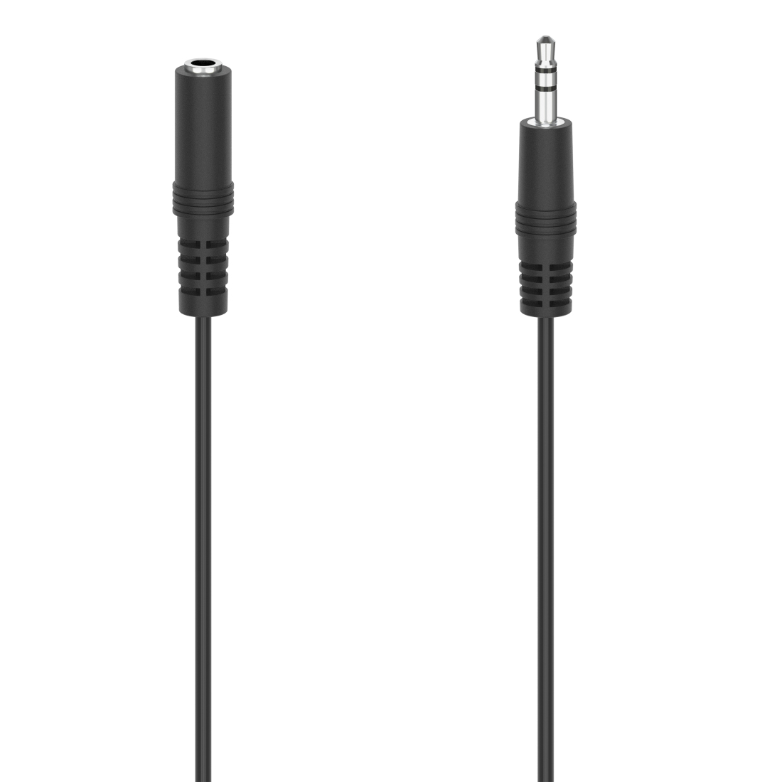 Cavo audio nero con connettore femmina e maschio.