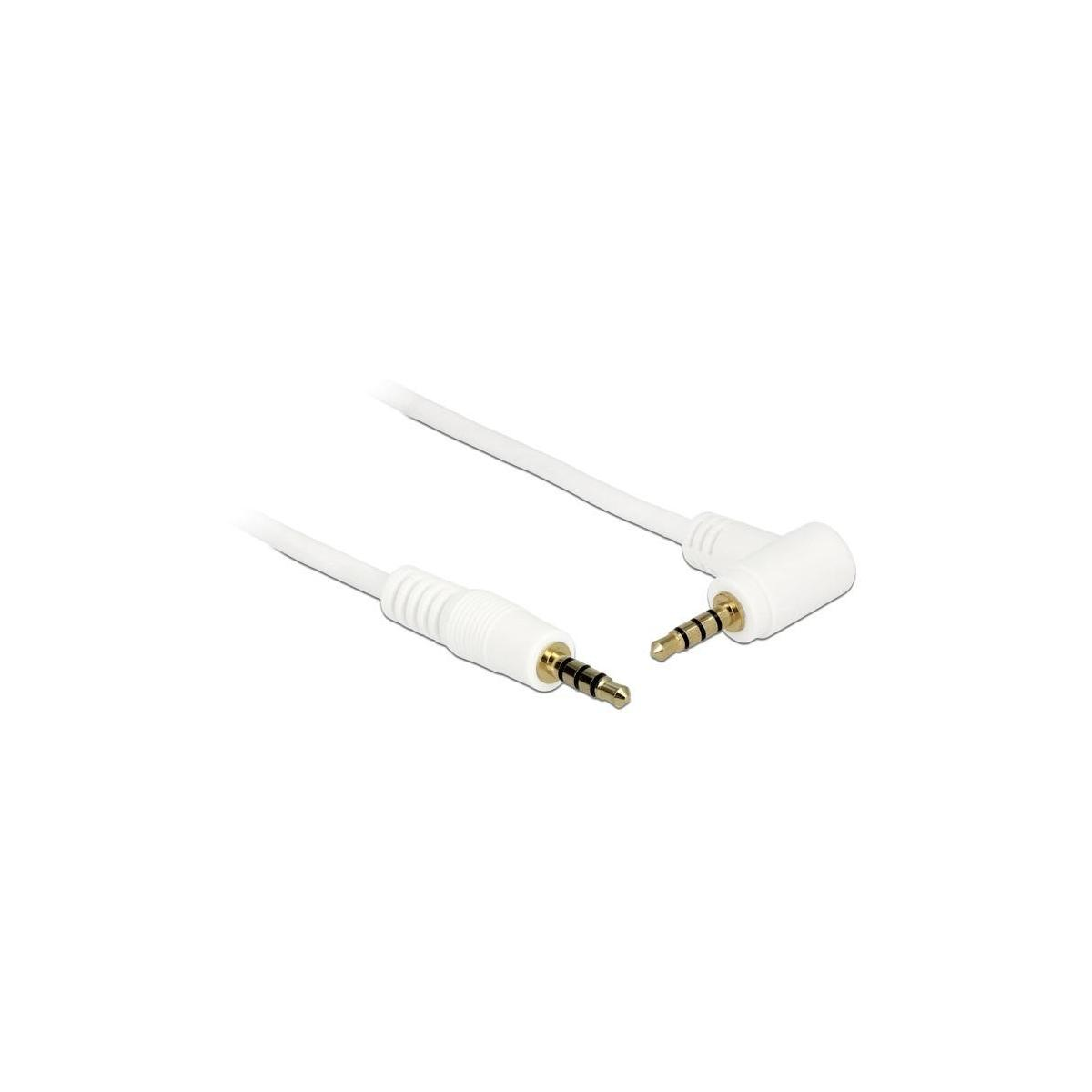 Cavo audio bianco con connettori dorati su sfondo bianco.