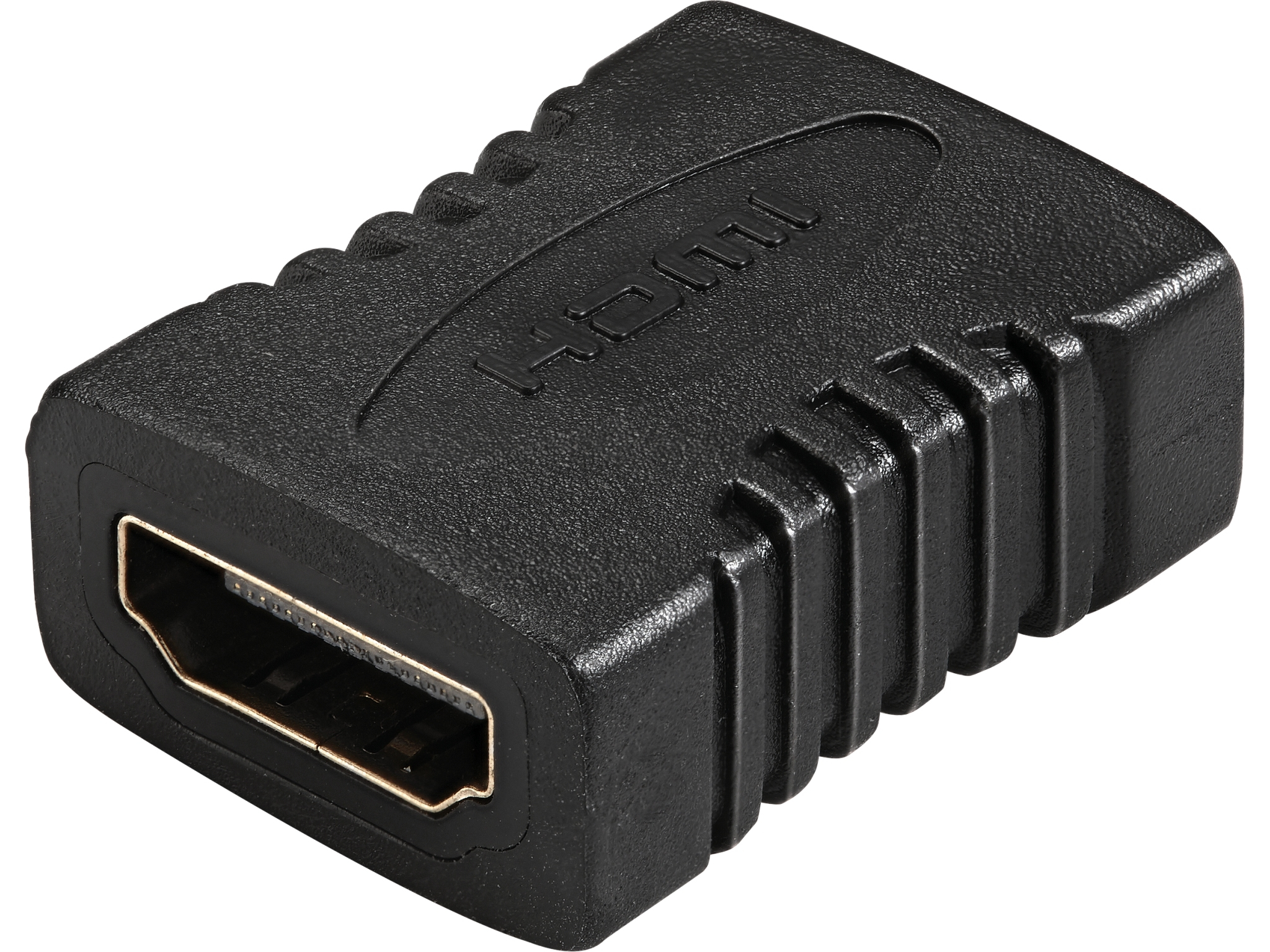 Connettore HDMI nero su sfondo bianco.