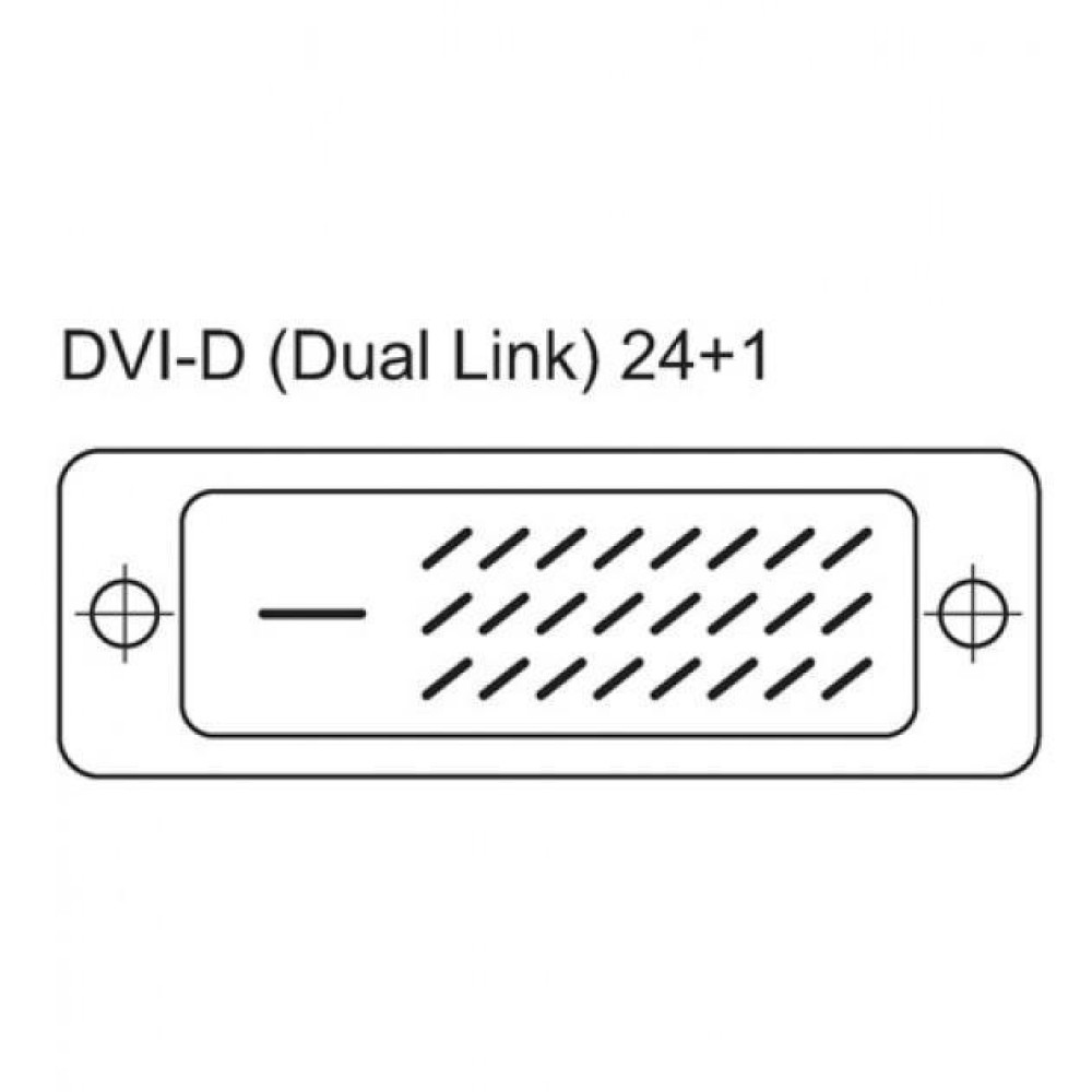 Schema del connettore DVI-D (Dual Link) 24+1, con sfondo bianco ed etichette chiare.