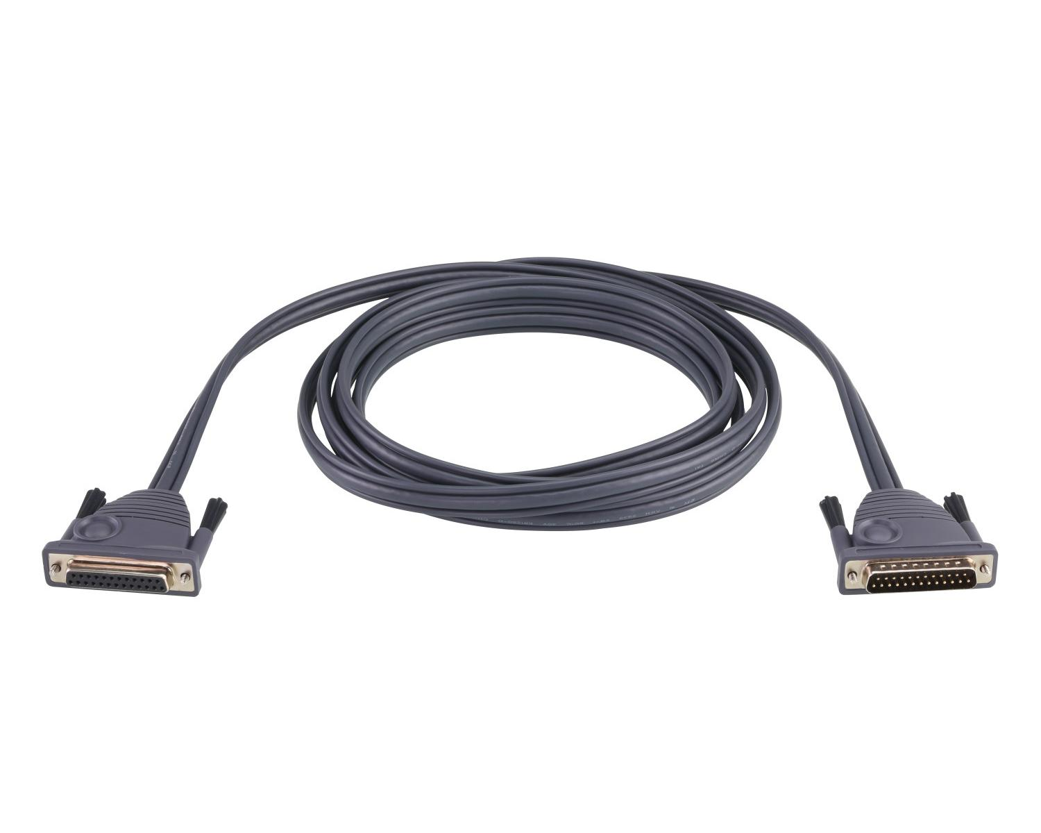 Cavo grigio con due connettori grigi su sfondo bianco.