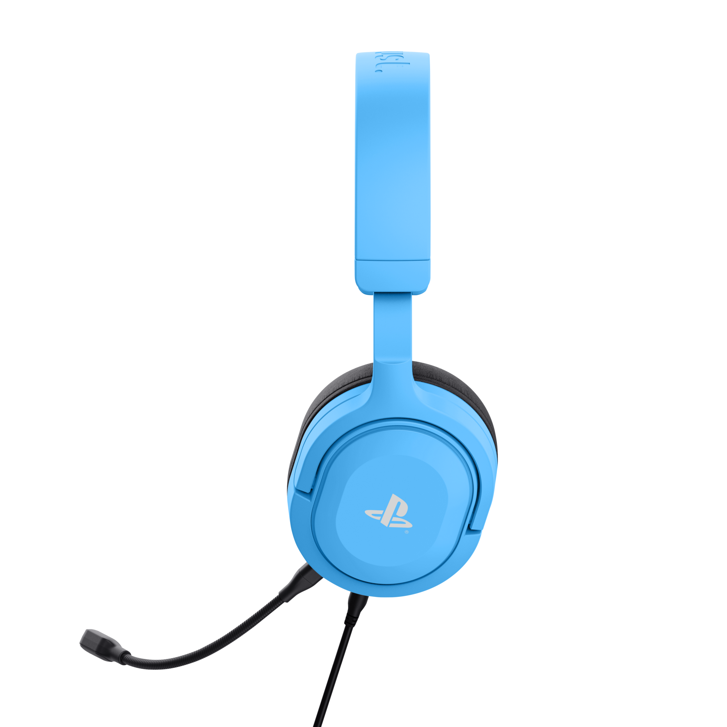 Niebieski zestaw słuchawkowy dla graczy z czarnym mikrofonem.