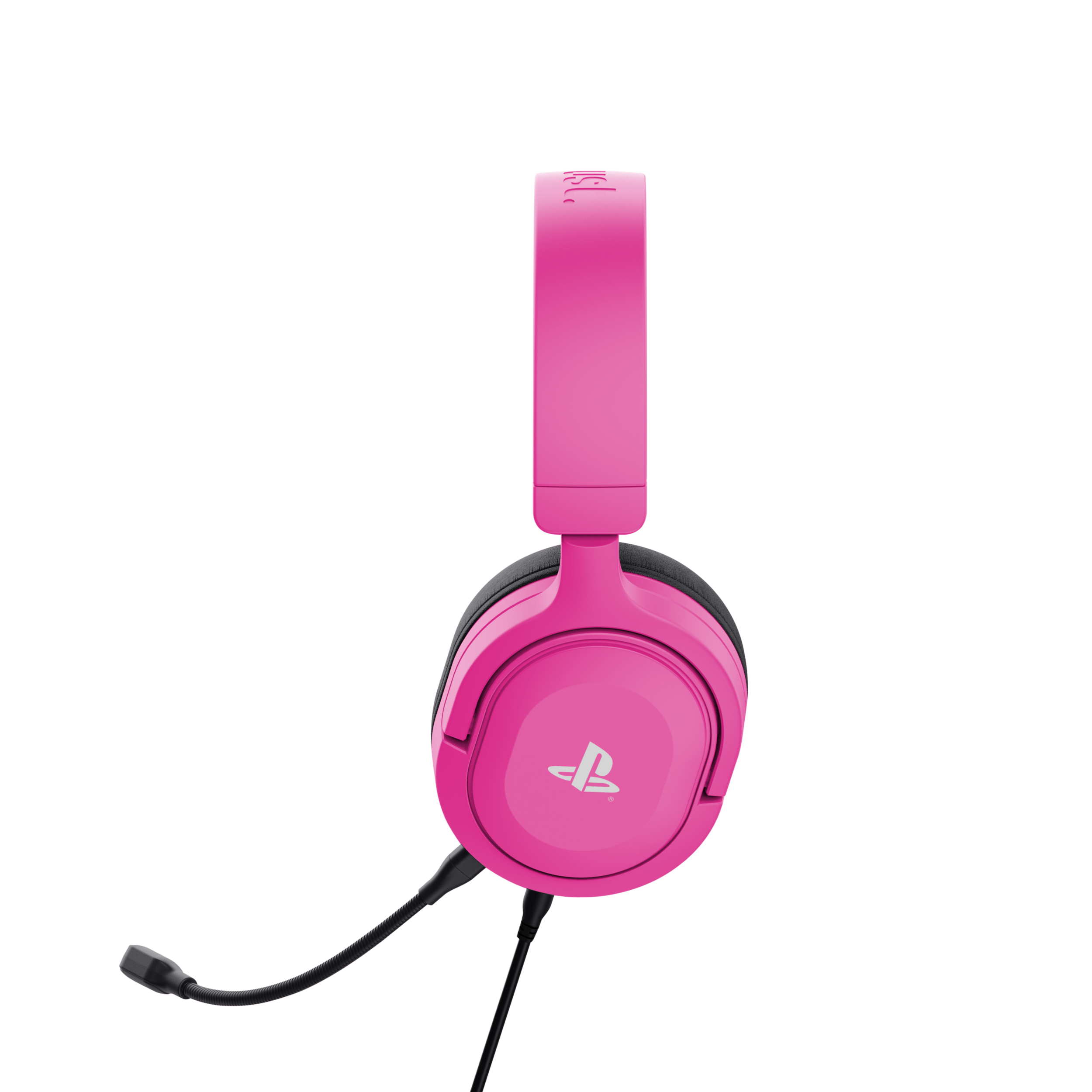 Różowy zestaw słuchawkowy do gier PlayStation z mikrofonem.
