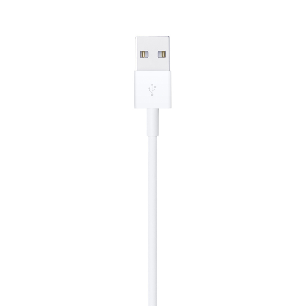 Cavo USB bianco con connettore USB, isolato su sfondo bianco.