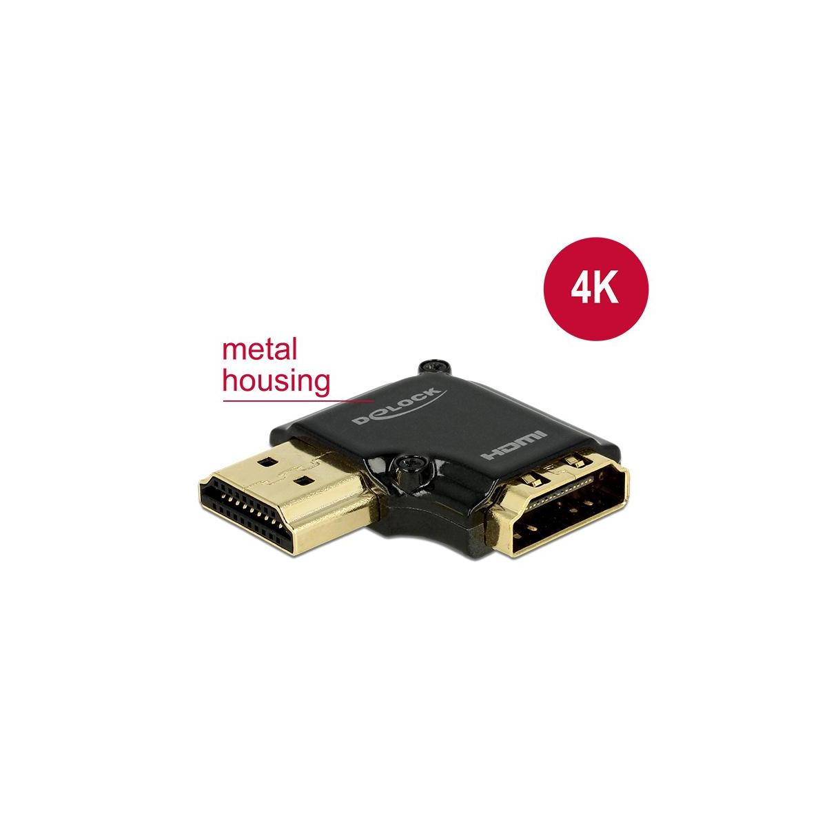 Adattatore HDMI nero con connettori dorati. Il testo '4K' è visibile.