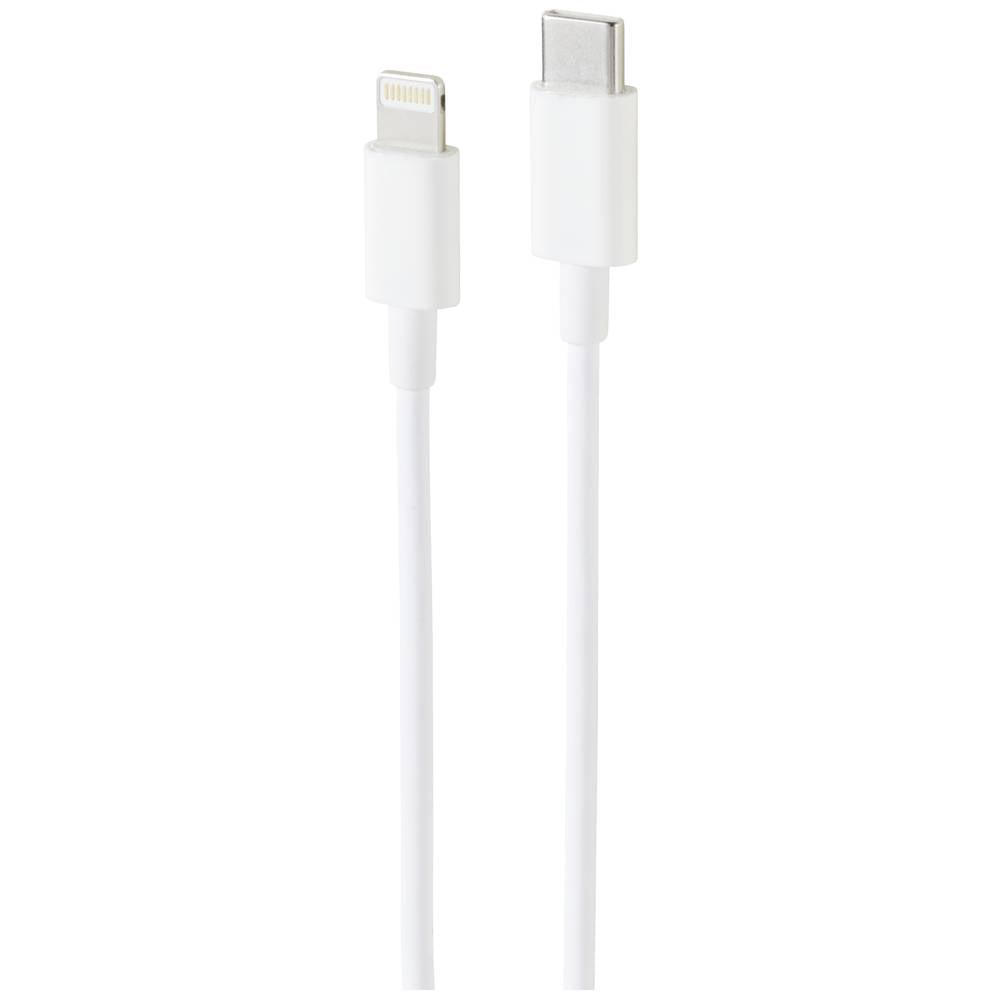 Cavo bianco con connettore Lightning e USB-C.