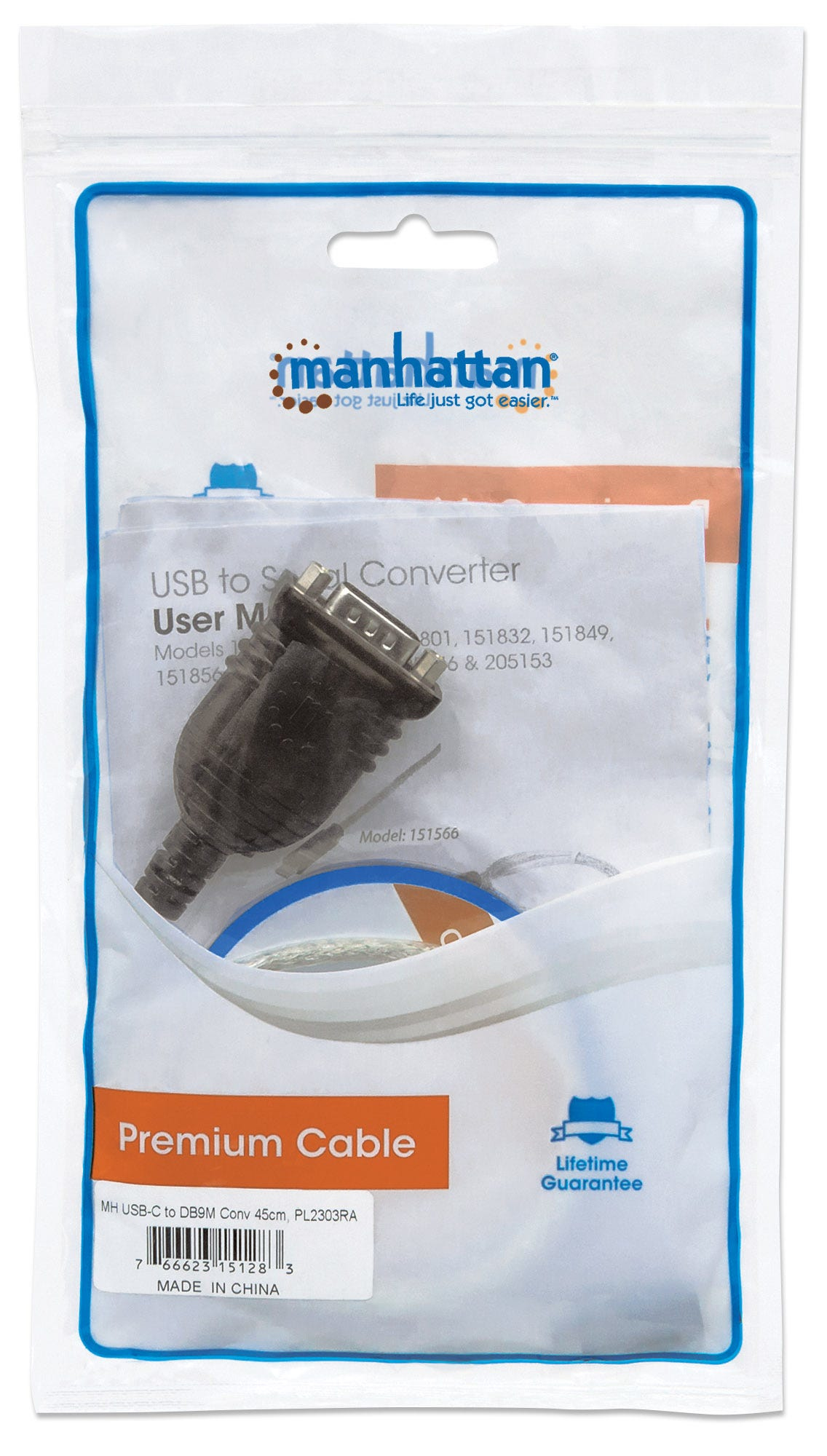 Confezione sigillata contenente cavo convertitore da USB a seriale.