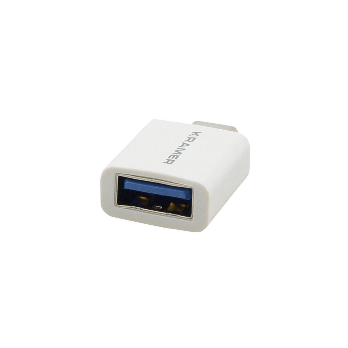 Adattatore USB a USB-A bianco con interno blu.