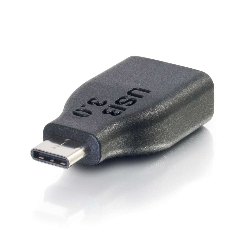 Czarny adapter USB 3.0 ze złączem USB-C, na białym tle.
