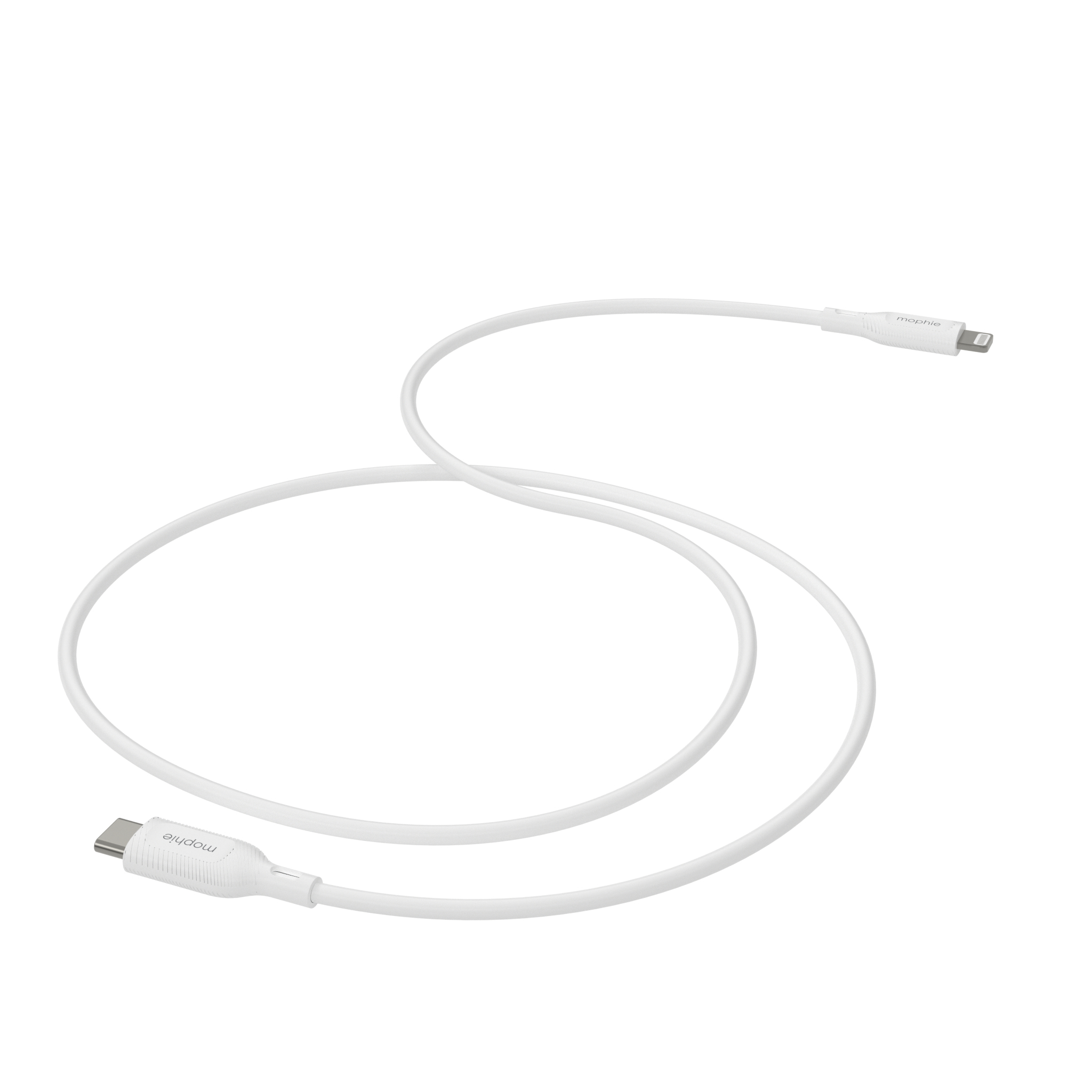 Cavo Mophie USB-C a Lightning bianco.