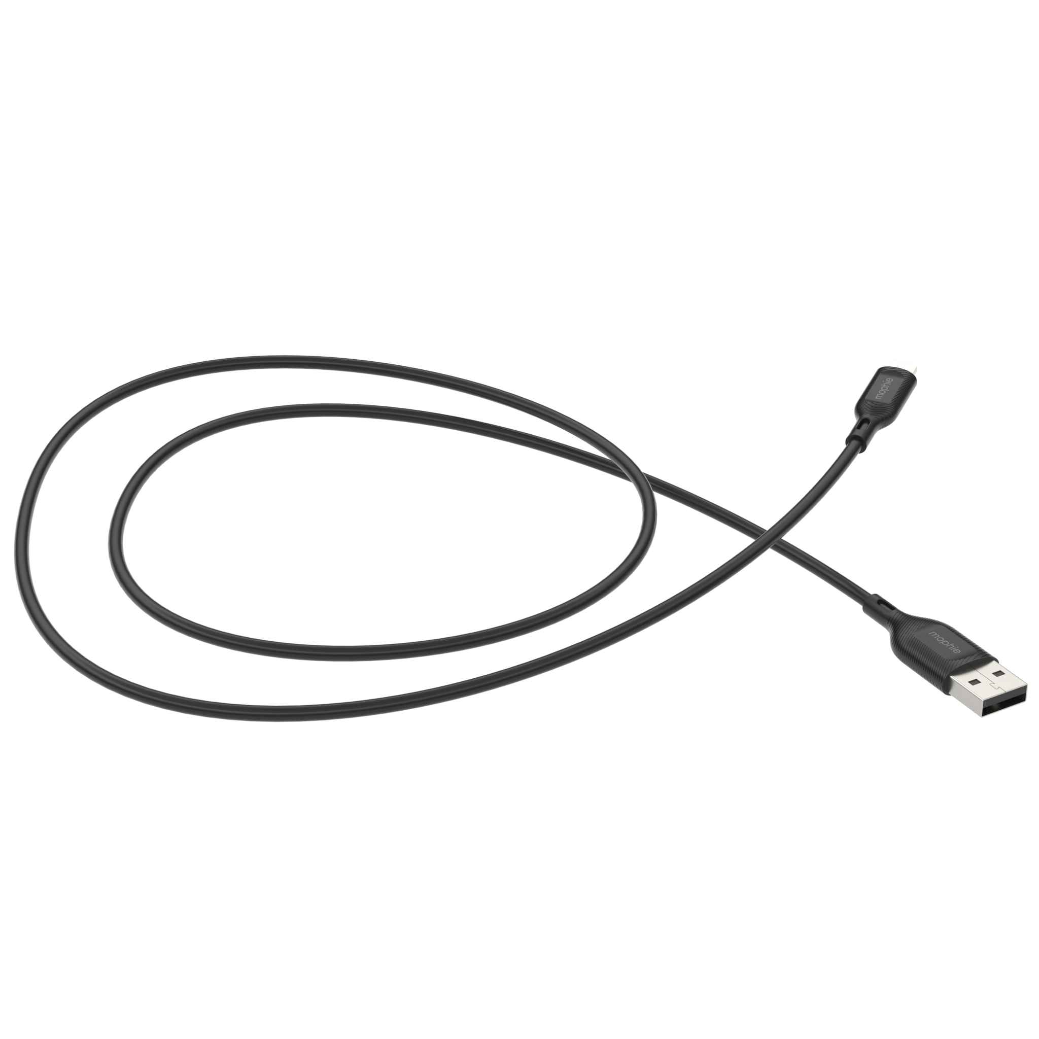 Cavo USB nero con connettori ad entrambe le estremità, su sfondo bianco.