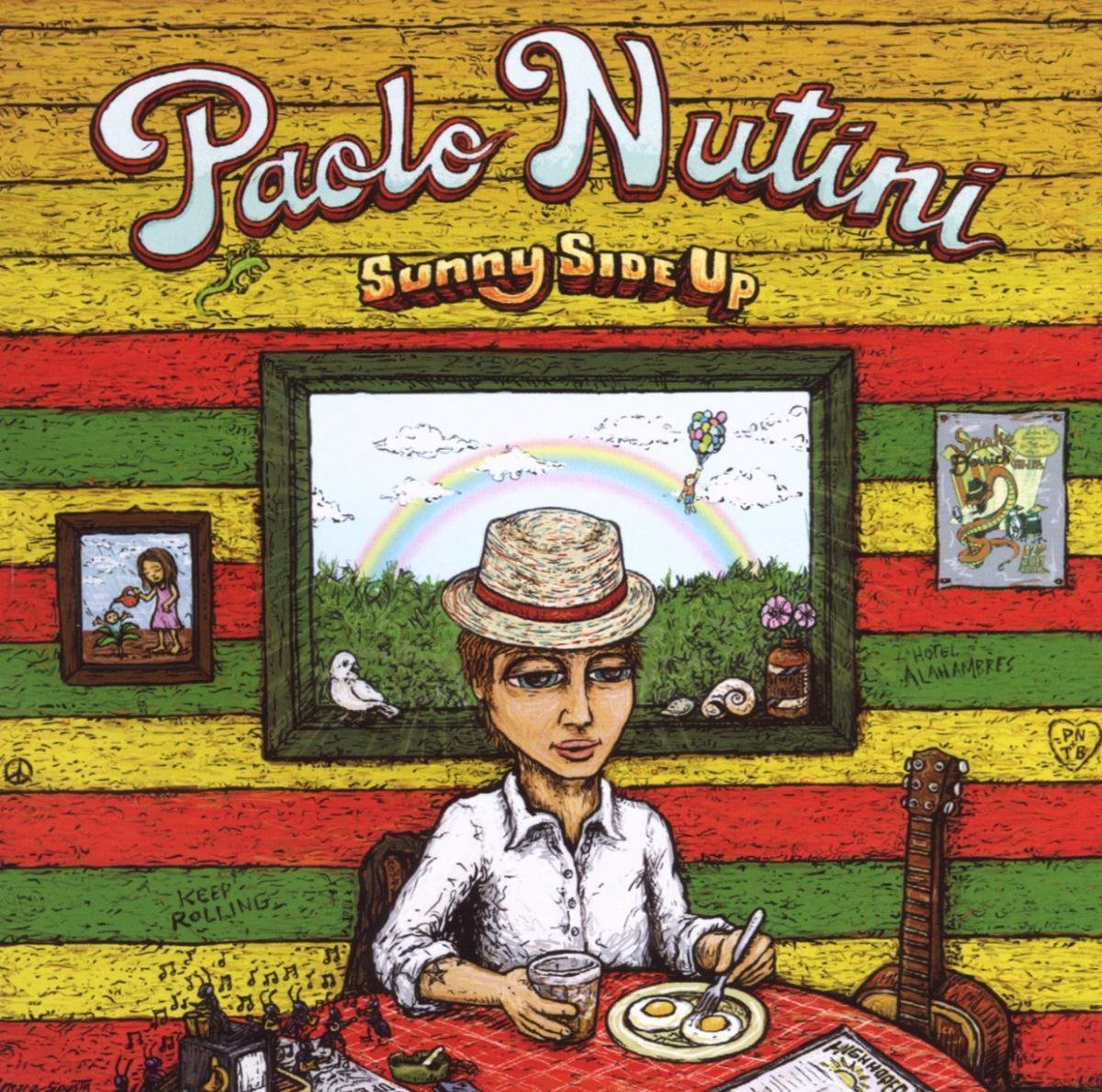 Copertina dell'album. Illustrazione di un uomo, un tavolo con cibo e uno sfondo colorato. Testo: "Sunny Side Up".