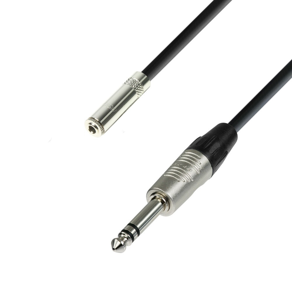 Cavo audio nero con jack da 6,35 mm e connettore femmina.