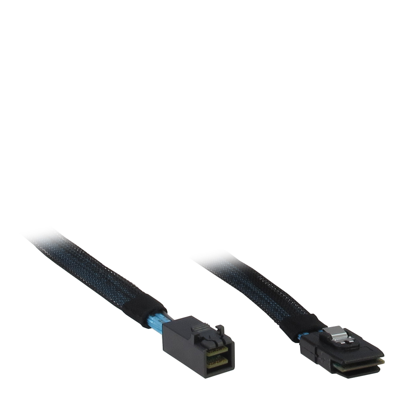Cavo dati SATA con due connettori, su sfondo bianco.
