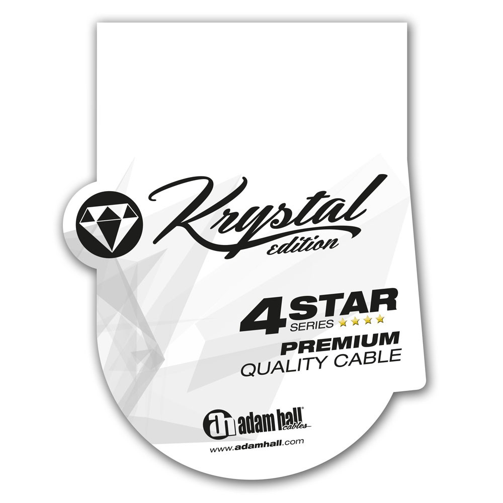 Una etiqueta de producto con el texto "Krystal edition 4 STAR SERIES PREMIUM QUALITY CABLE".