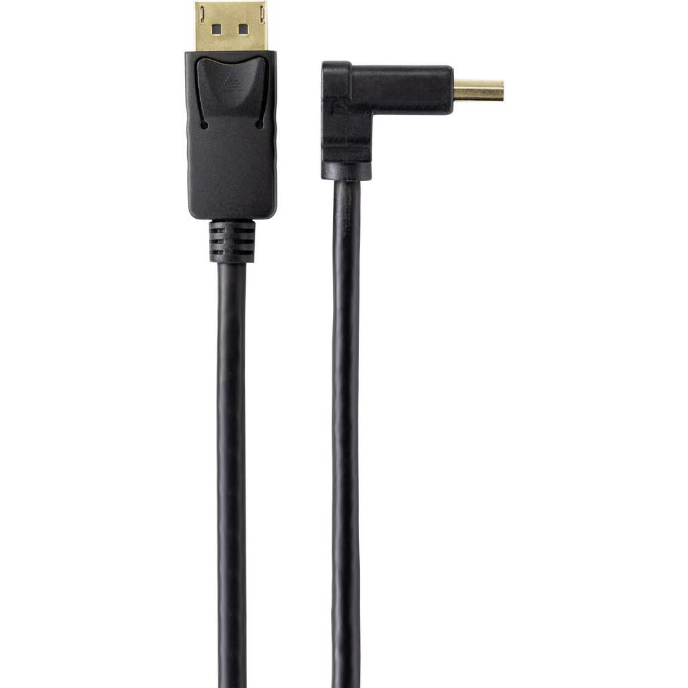 Due cavi DisplayPort neri, uno con connettore dritto e uno angolato.
