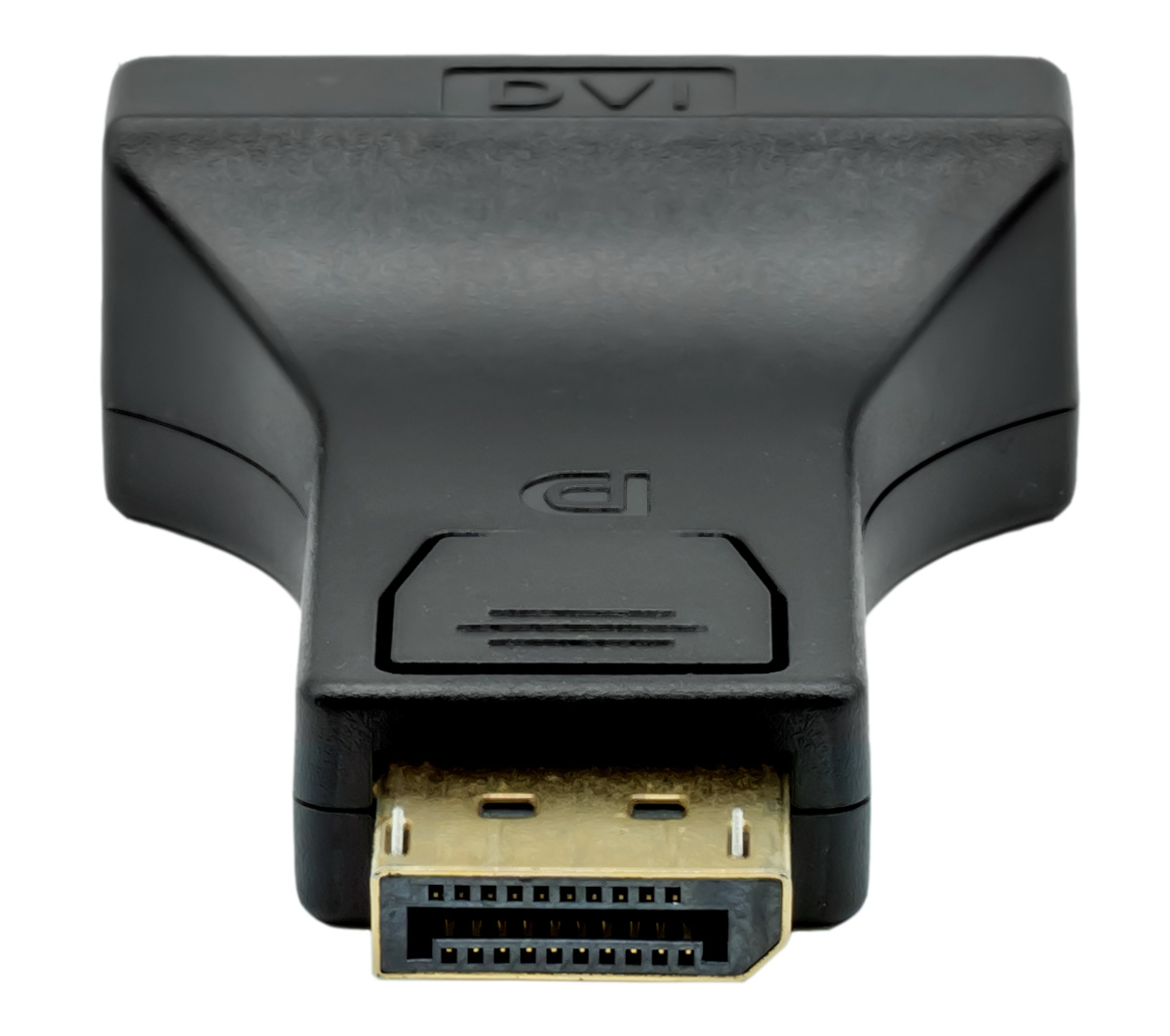 Un adattatore da DVI a DisplayPort nero.