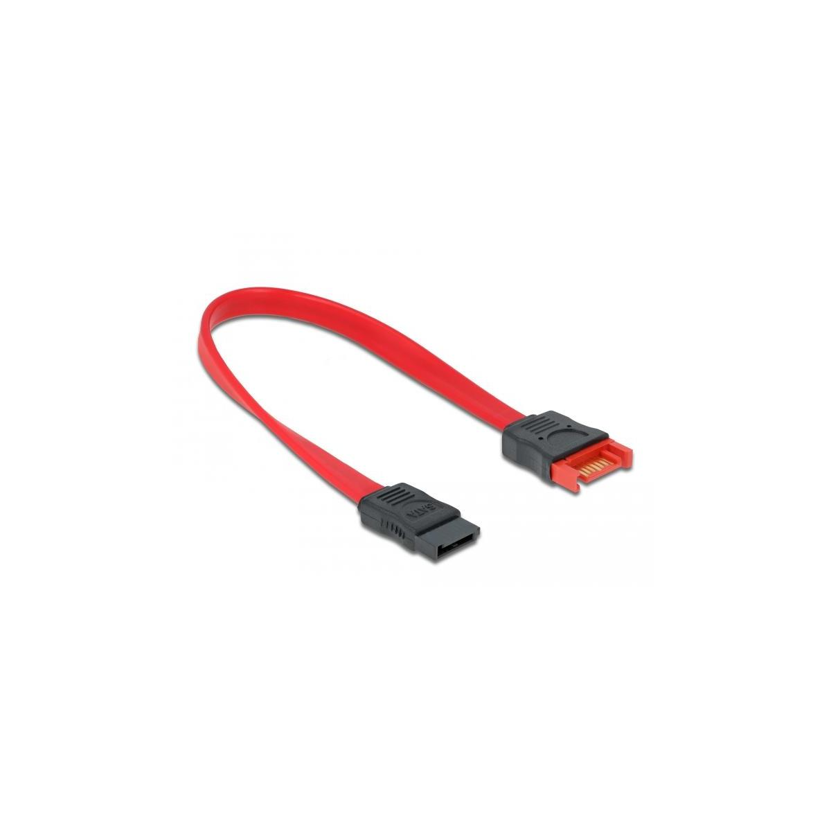 Un cavo SATA rosso con connettori neri su ciascuna estremità.